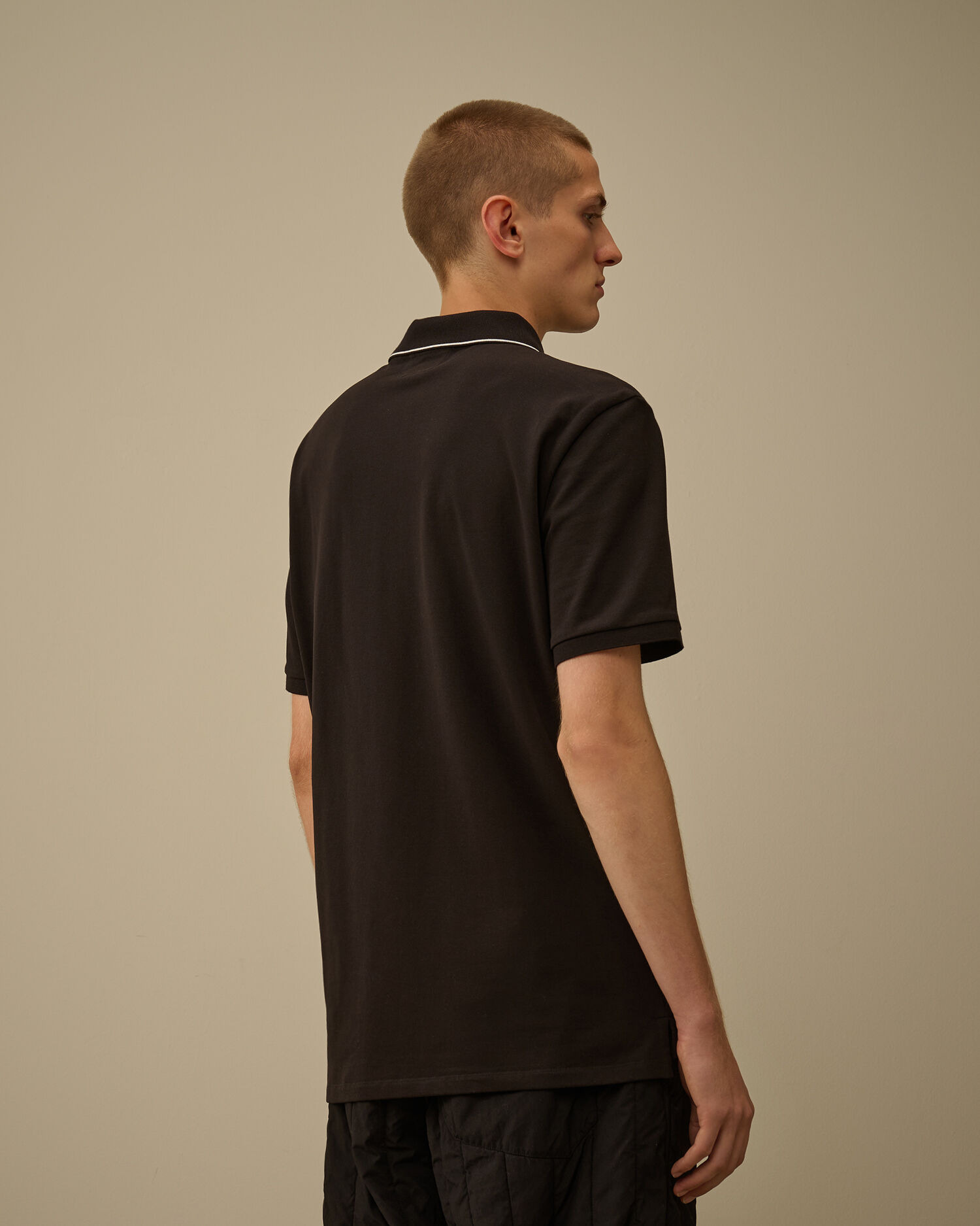 Stretch Piquet Short Sleeve Striped Collar Polo - 4