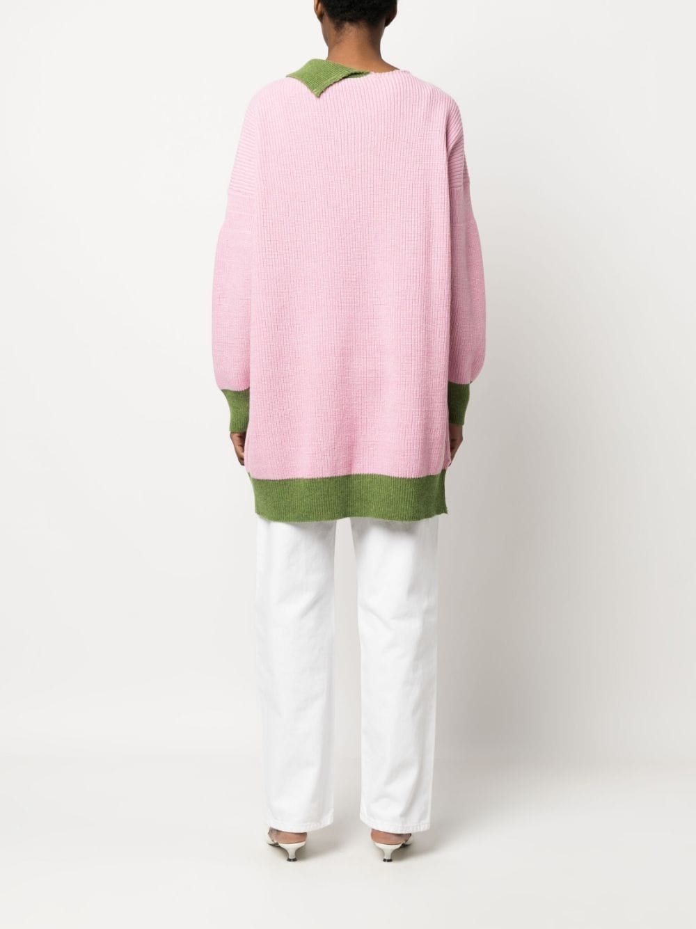 asymmetric raw-edge ribbed jumper - 4