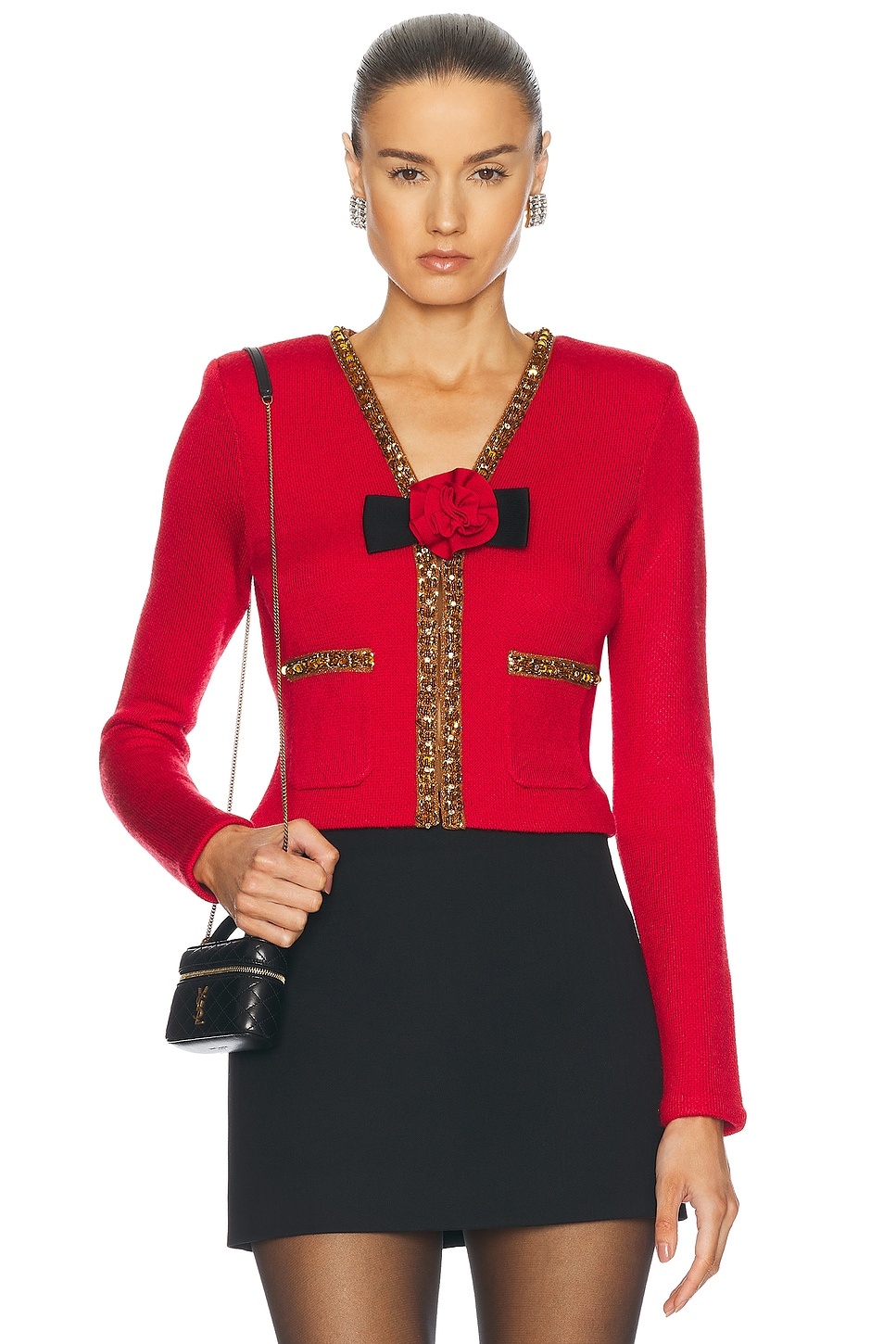 Textured Knit Corsage Cardigan - 1