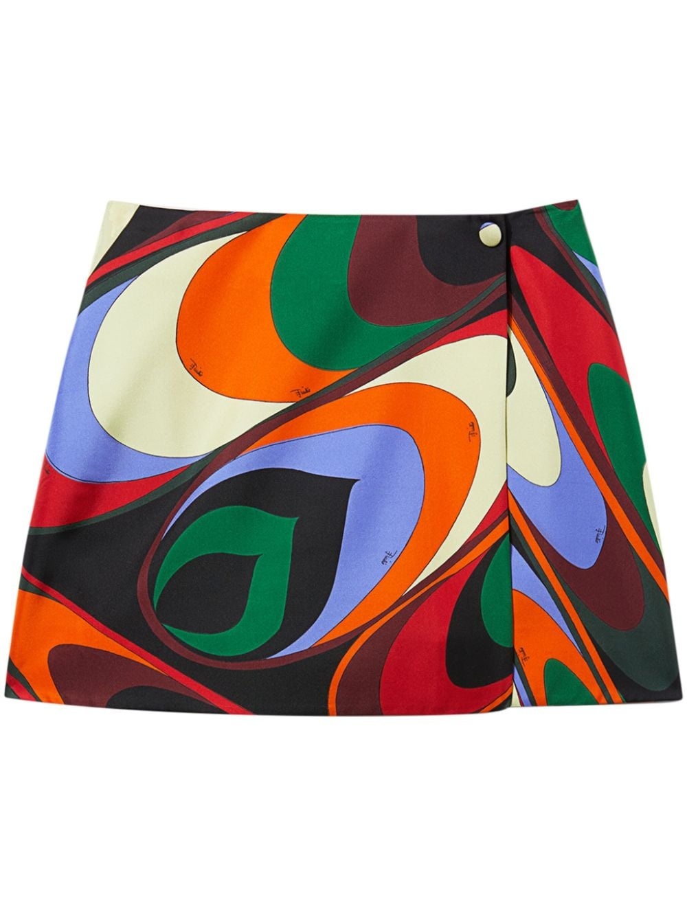 Onde-print silk wrap miniskirt - 1