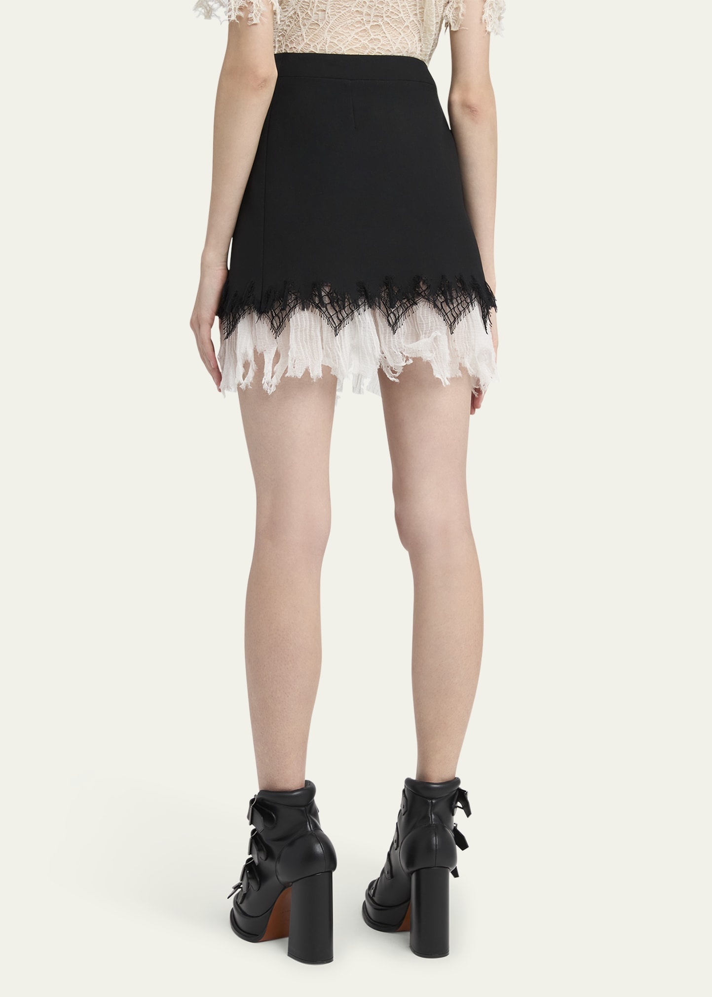 Lace Ruffle Hem Mini Skirt - 3