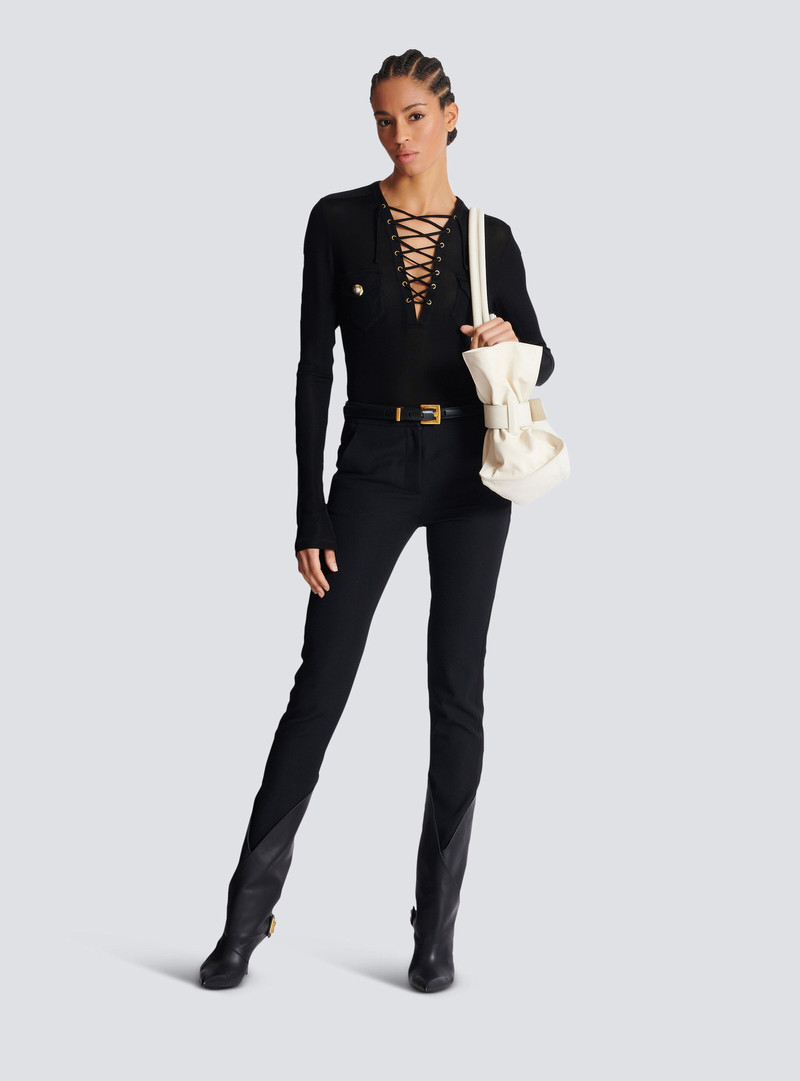 Balmain Long-sleeved lace-up top outlook