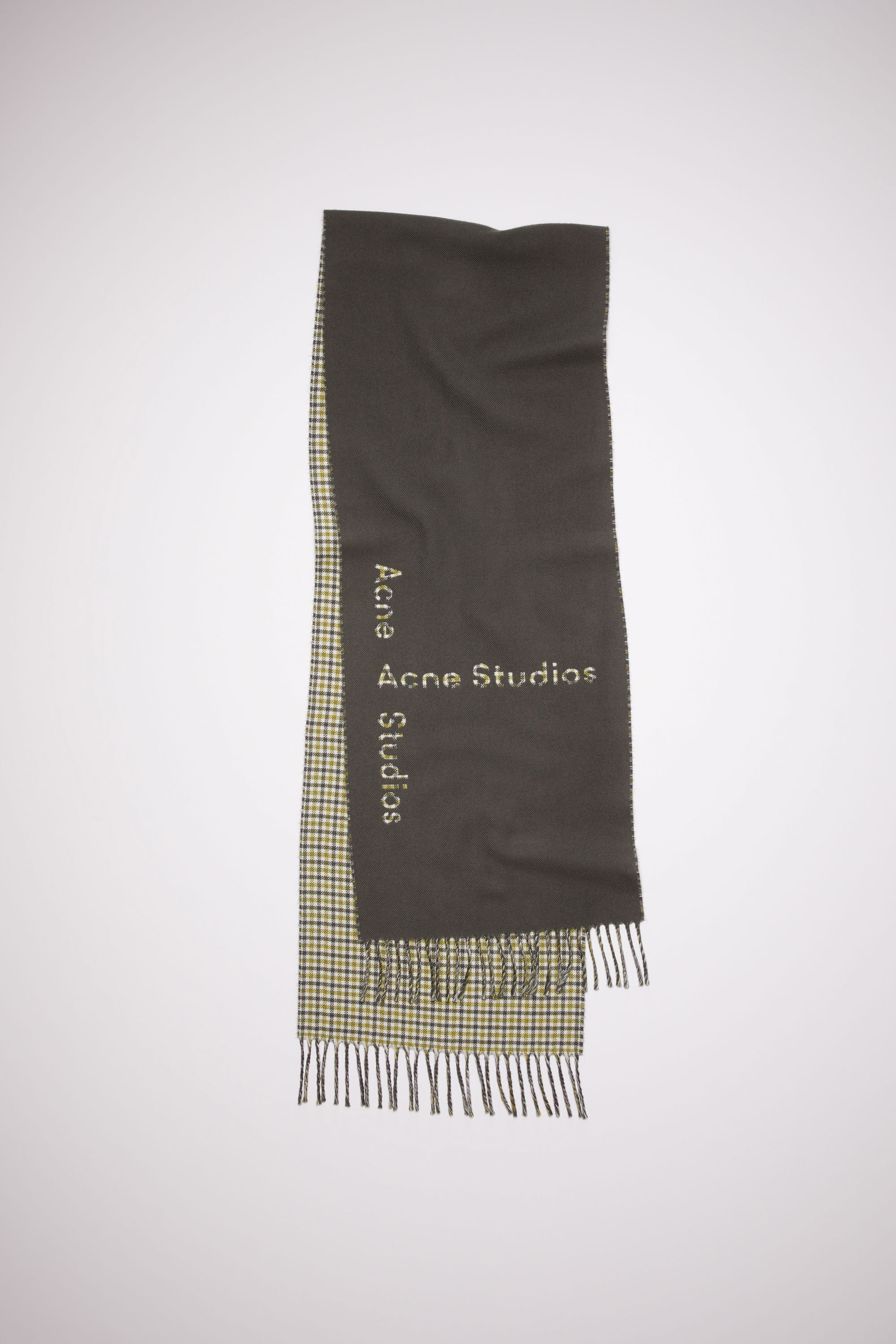 Logo check wool scarf - Charcoal Grey - 1