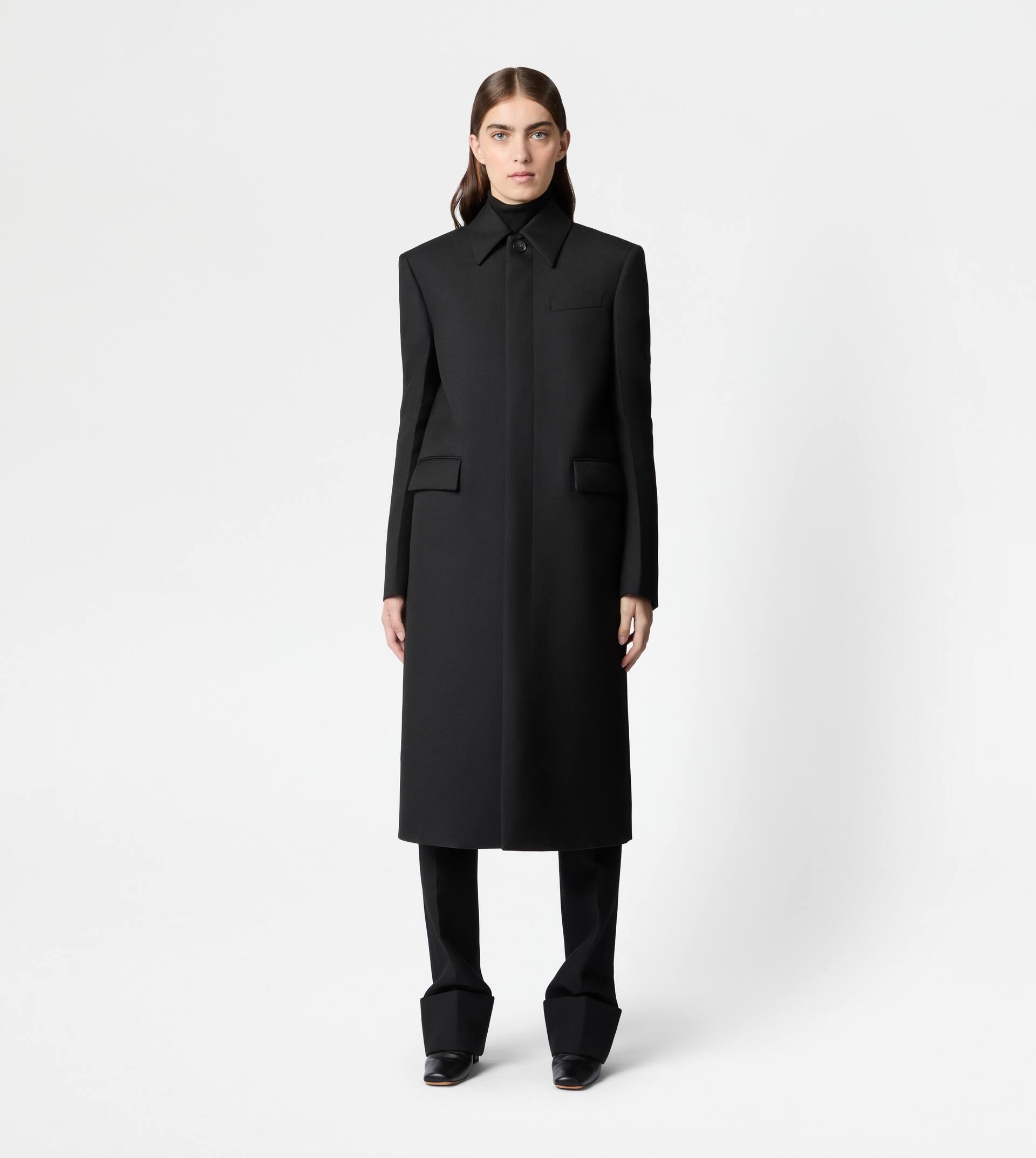 COAT IN WOOL - BLACK - 2