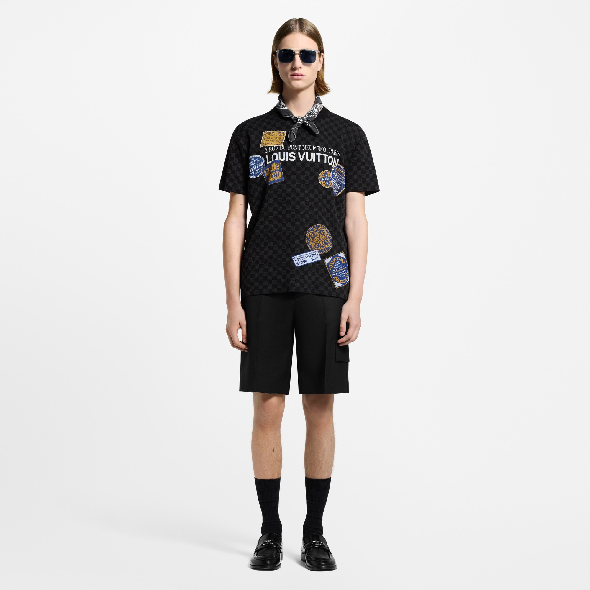 Damier Short-Sleeved Signature Crewneck - 4