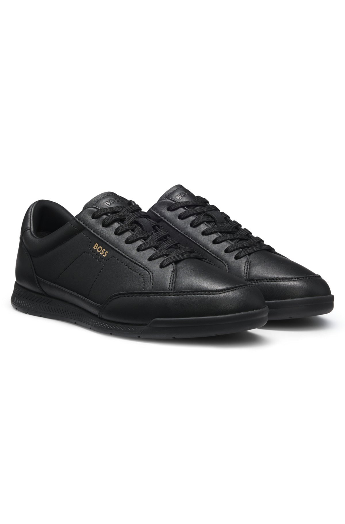 LEATHER TRAINERS WITH EMBOSSED LOGO - 2
