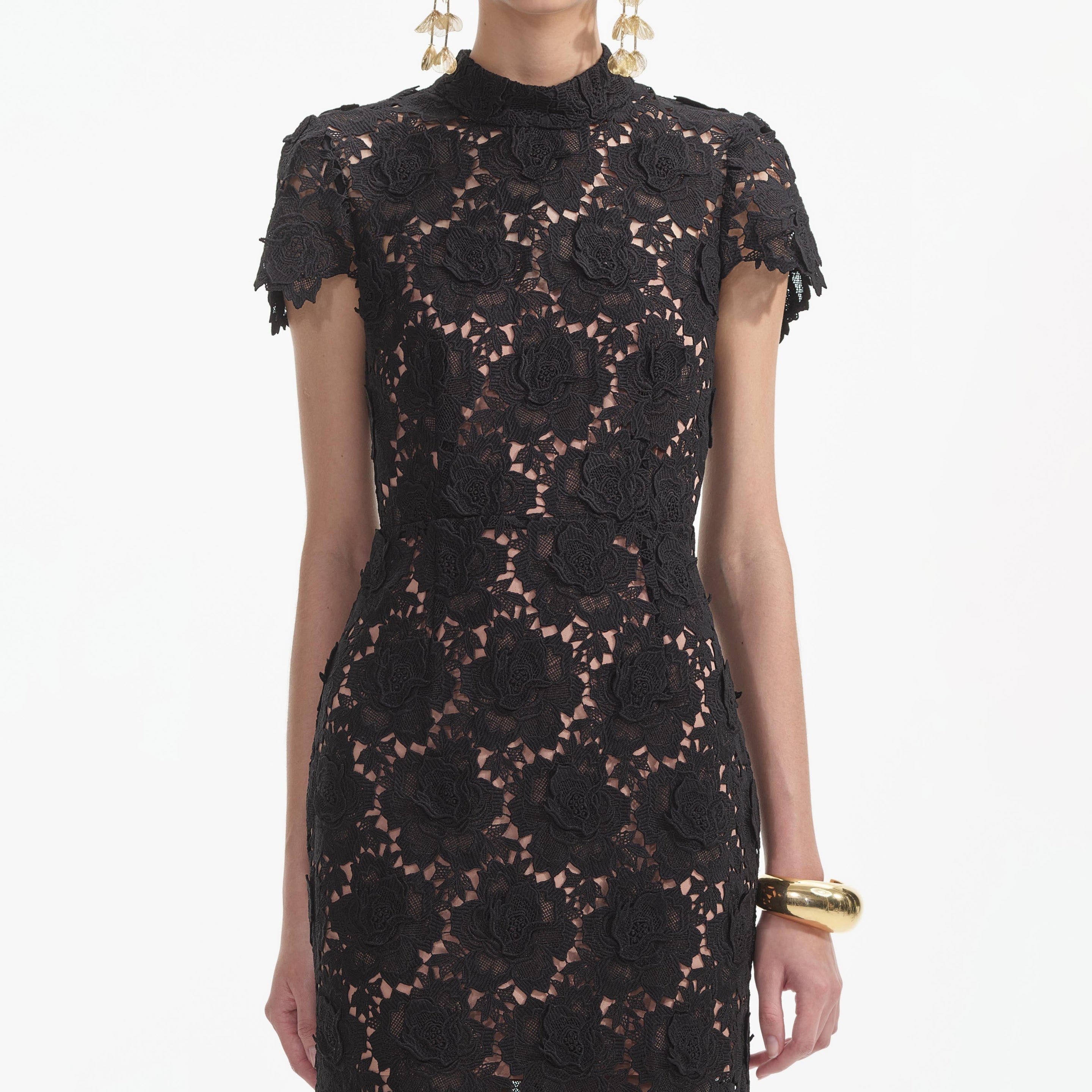 chinese dress ladies Self-Portrait - Black Sweetheart Lace Midi Dress main image 0