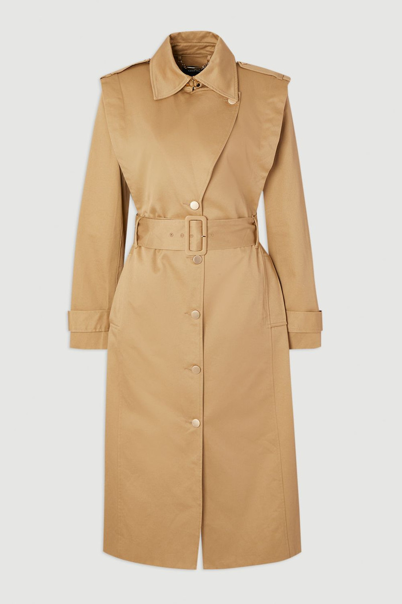 Strong Shoulder Belted Midi Trench Coat 4