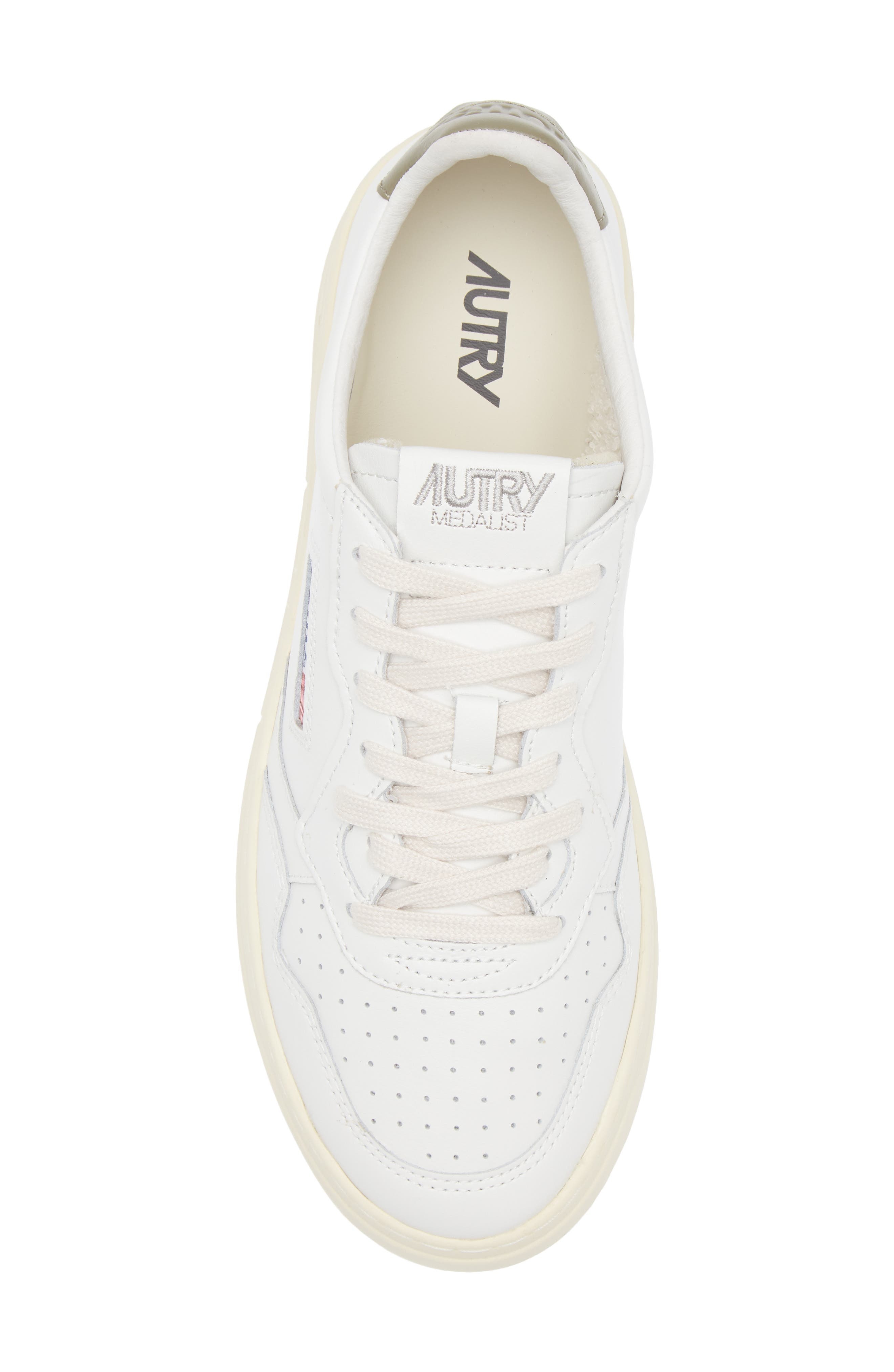 AUTRY Medalist Low Sneaker in White Leather/Red at Nordstrom - 5