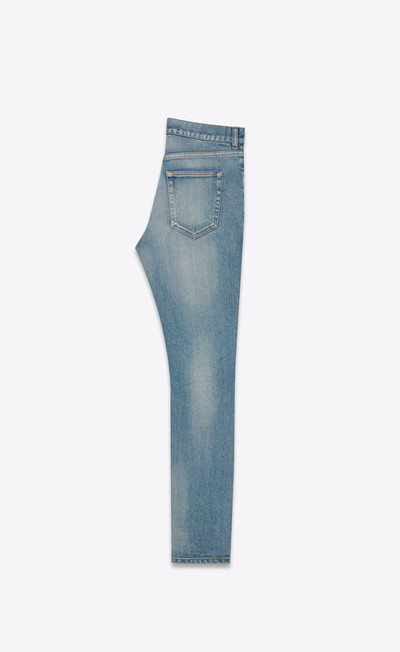 SAINT LAURENT mid-rise skinny jeans in bright blue stretch denim outlook