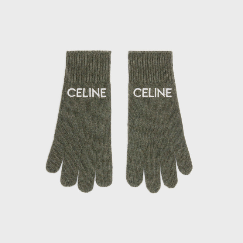 CELINE EMBROIDERED GLOVES IN RIBBED WOOL 1
