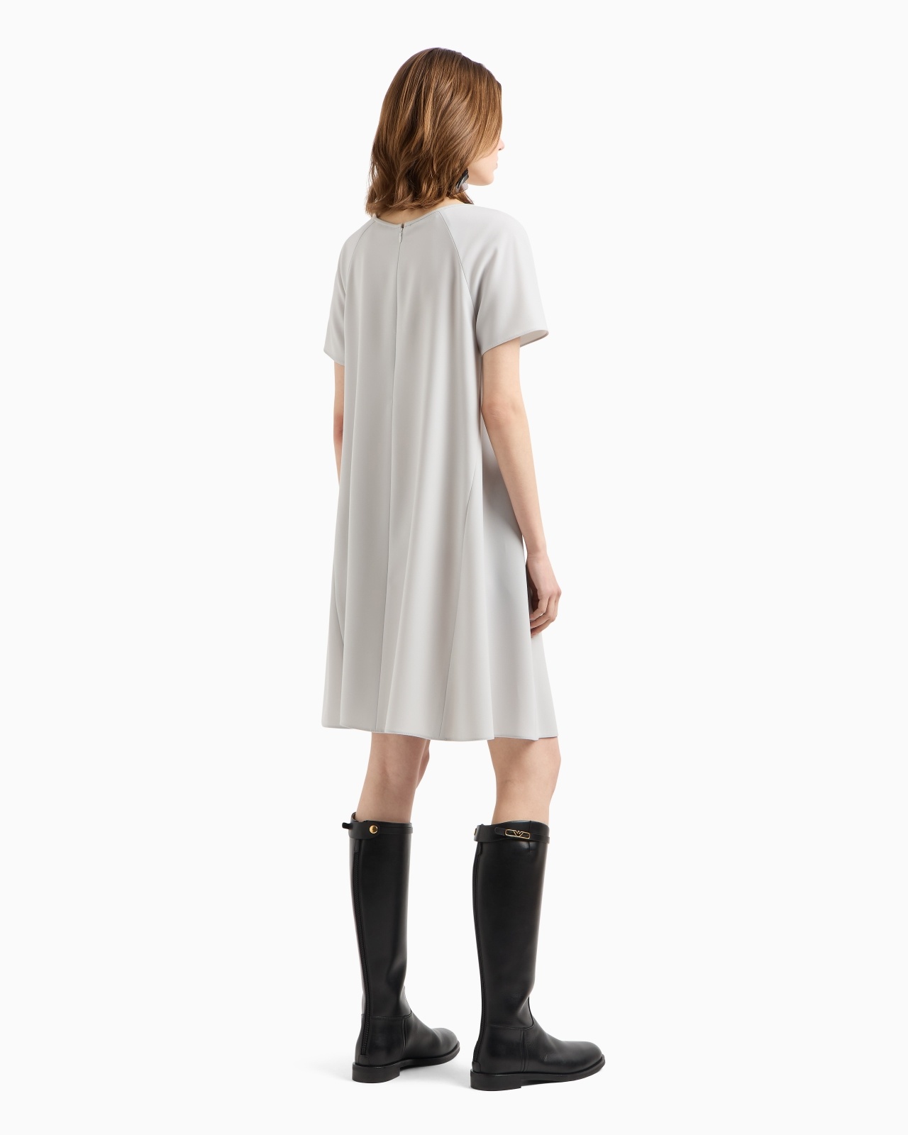 TECHNO CADY FLARED DRESS WITH OVERSIZED GODET PLEAT - 3