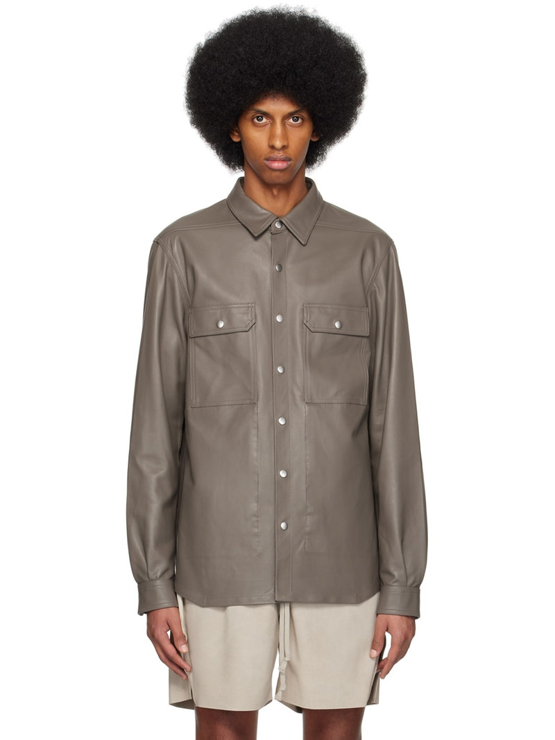Gray Outershirt Leather Jacket - 1