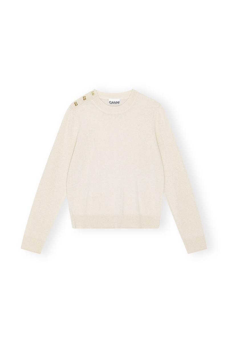 백색 CASHMERE MIX O-NECK 펌프 - 1