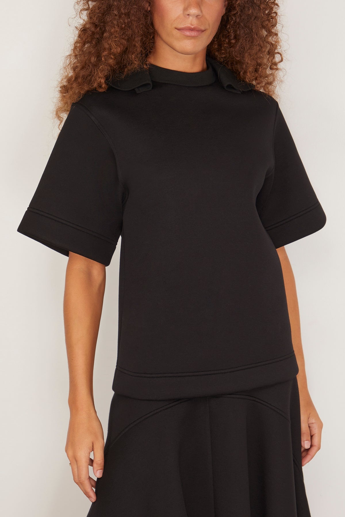 Short Sleeve Scuba Sweatshirt in Black - 3