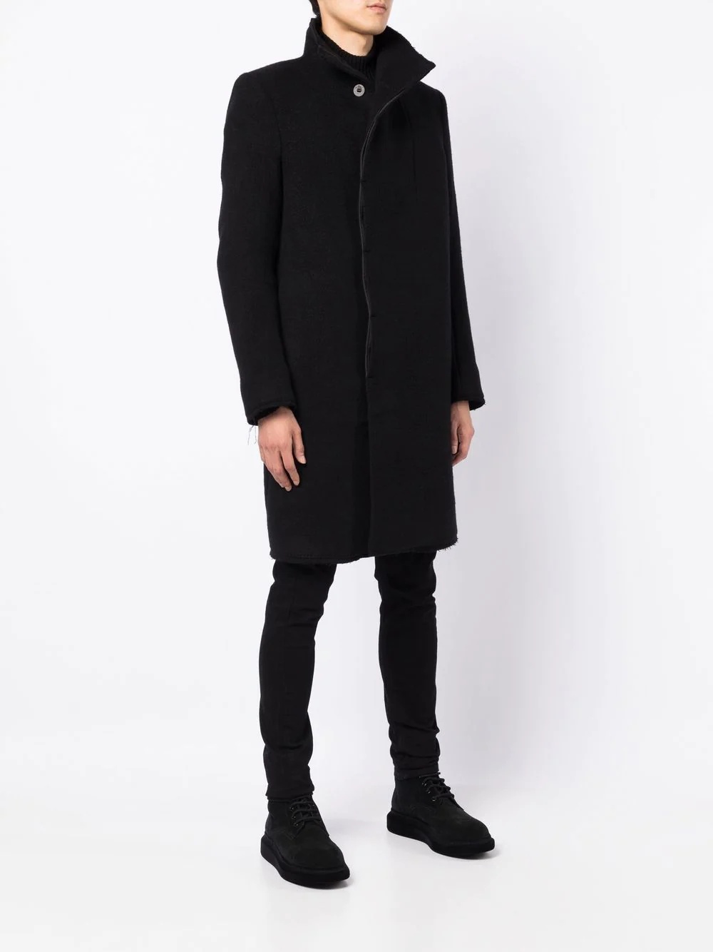 high-neck wool coat - 3