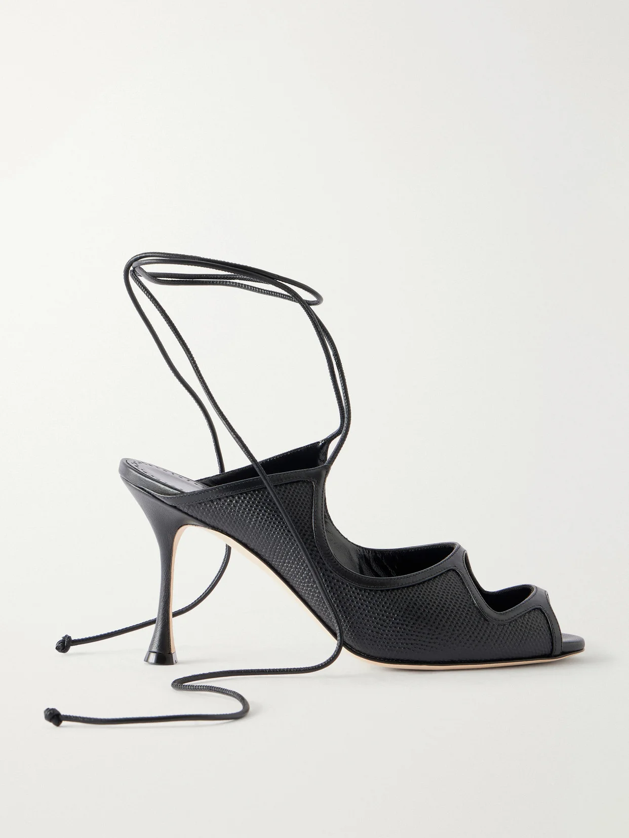 Prosta 90 Cutout Textured Leather Sandals - 1