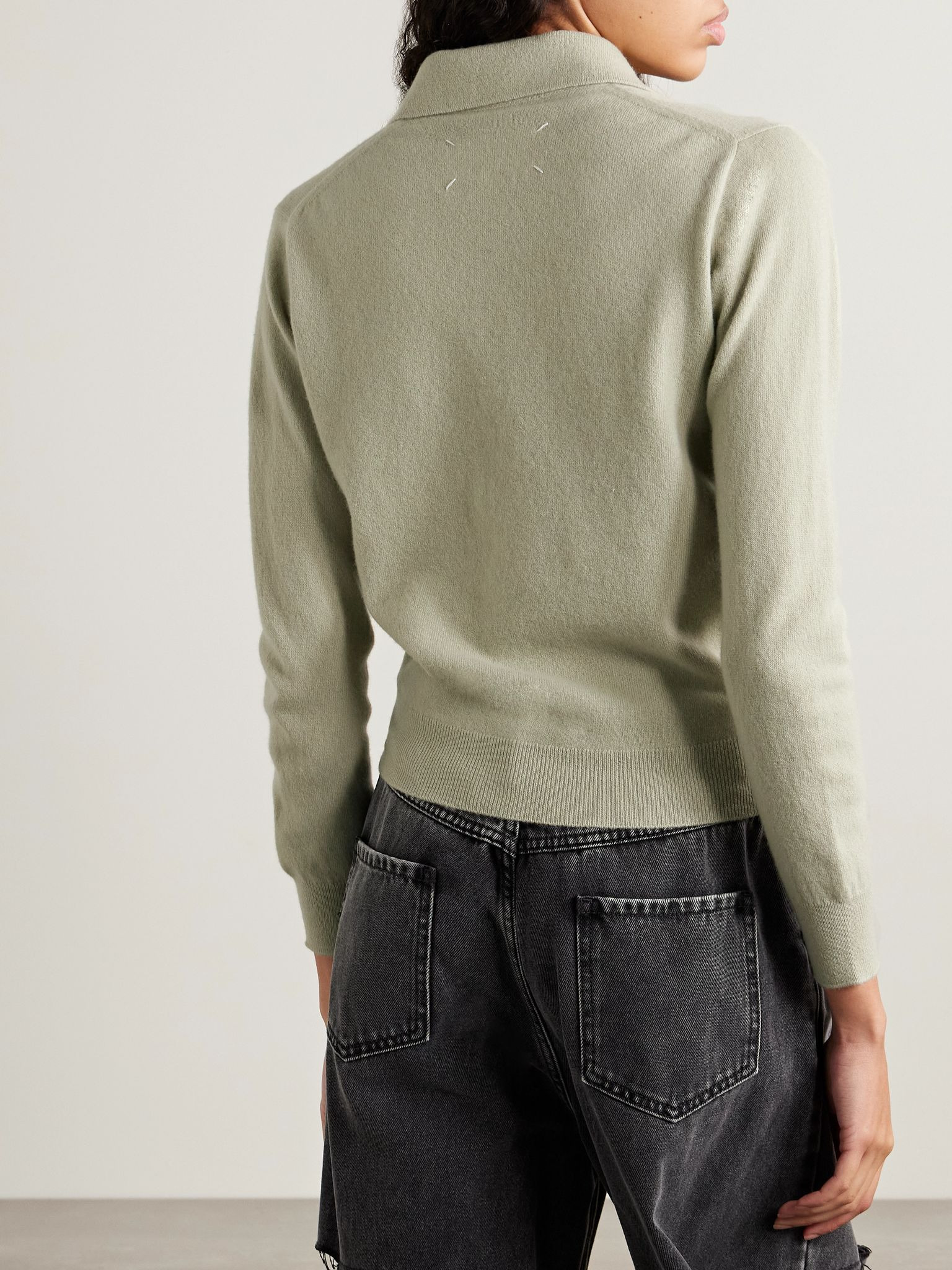 Wool polo sweater Sage green - 4