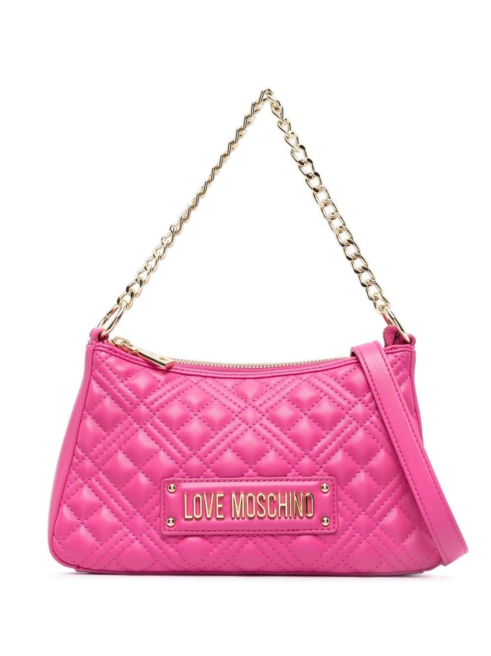 logo-plaque quilted shoulder bag - 1