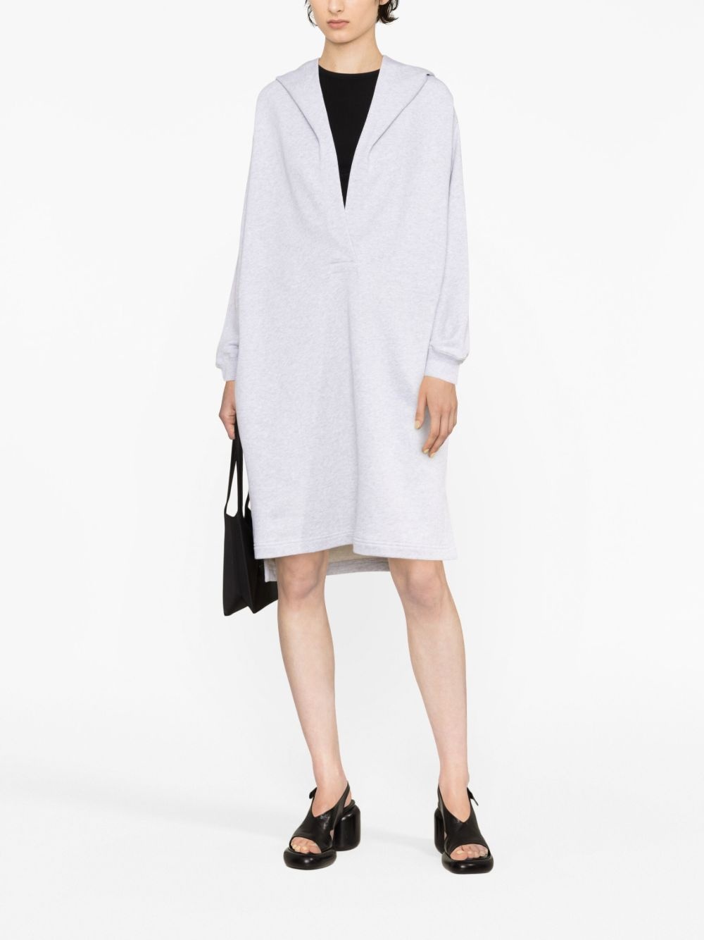 hooded V-neck dress - 2