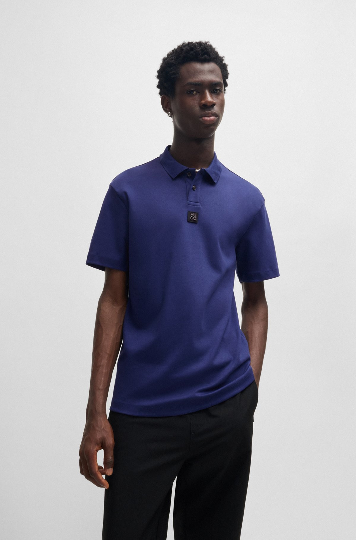 INTERLOCK-COTTON POLO SHIRT WITH STACKED LOGO - 2