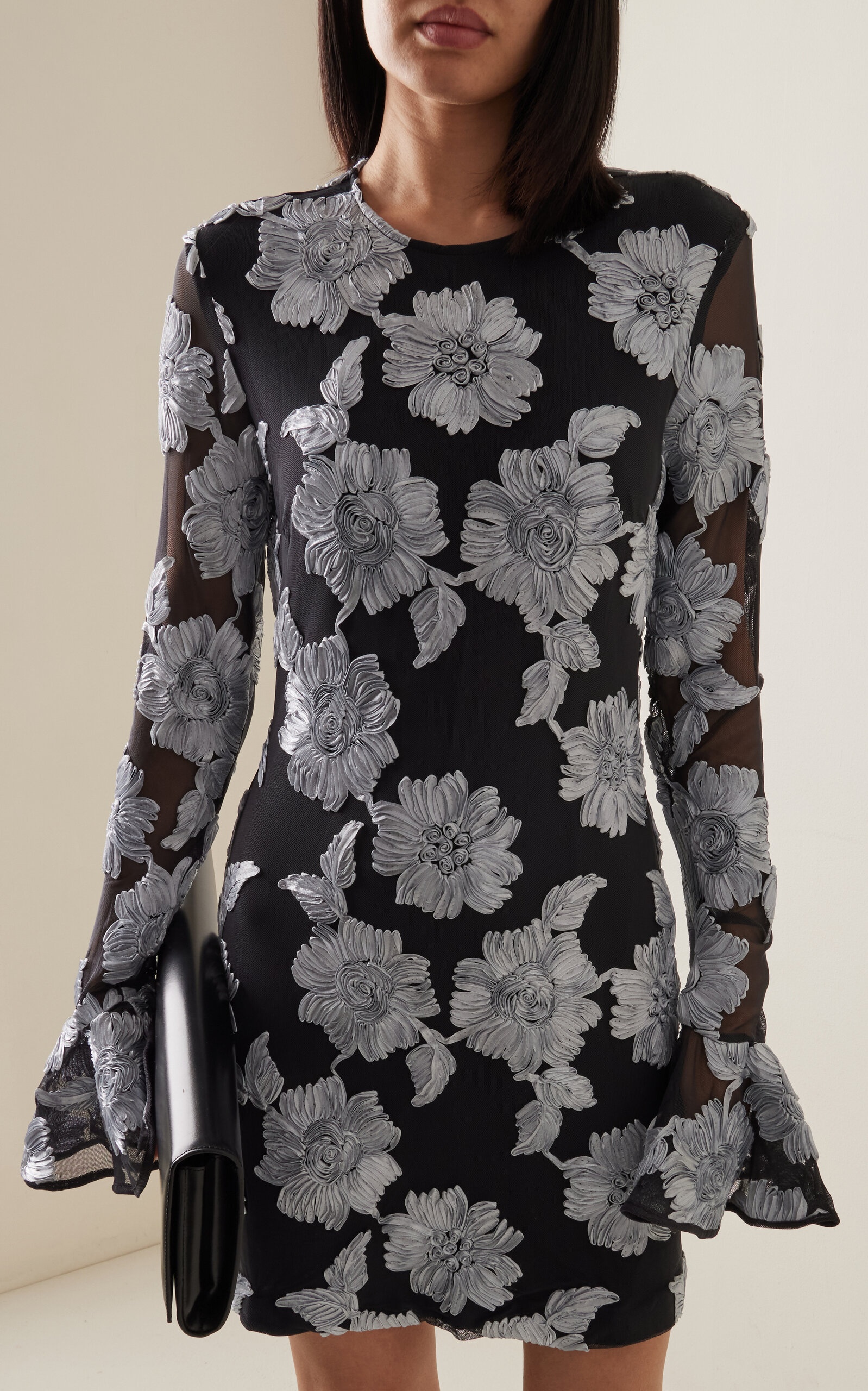 Floral Mesh Mini Dress grey - 3