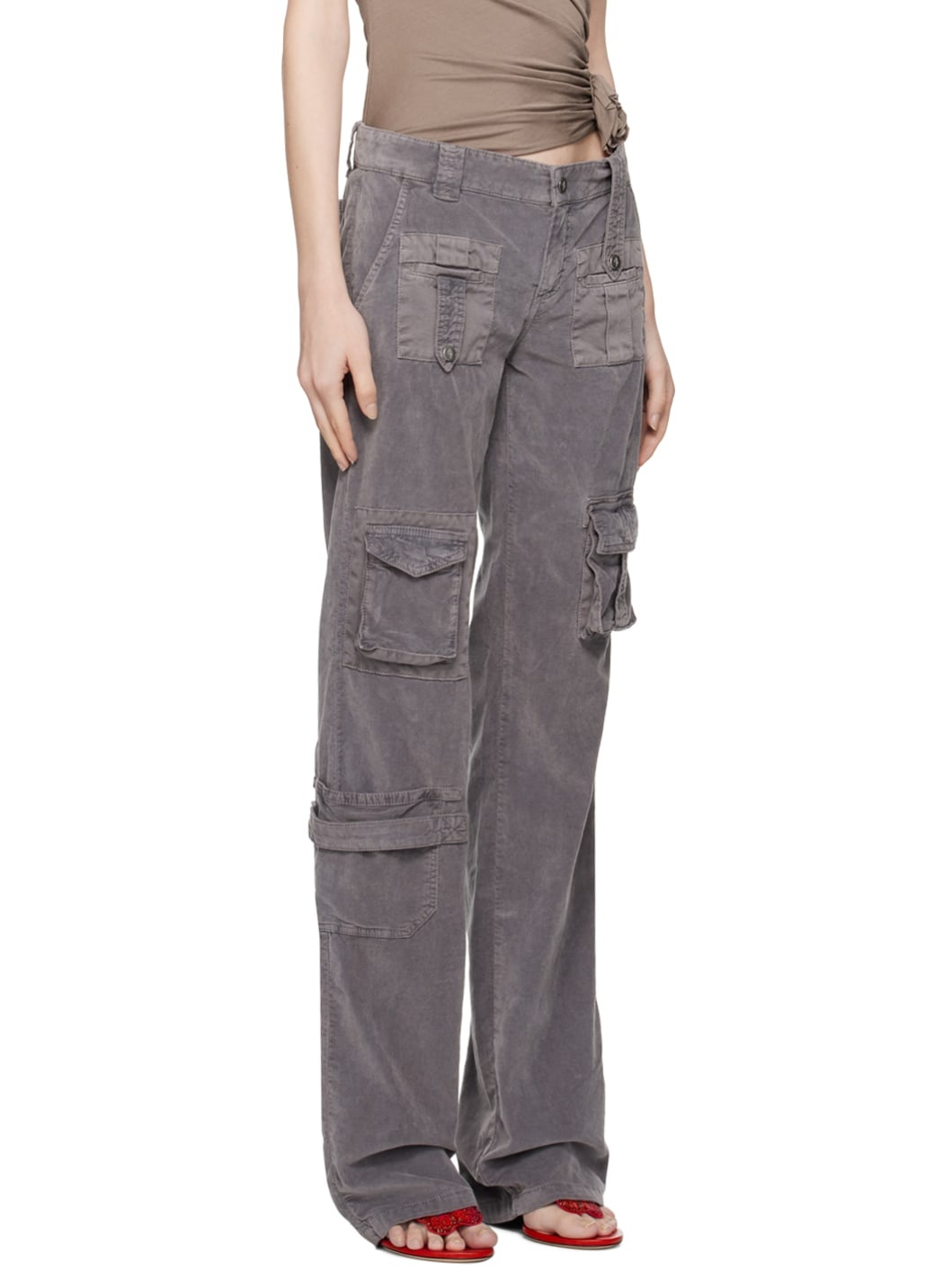 Gray Cargo Pocket Trousers - 2