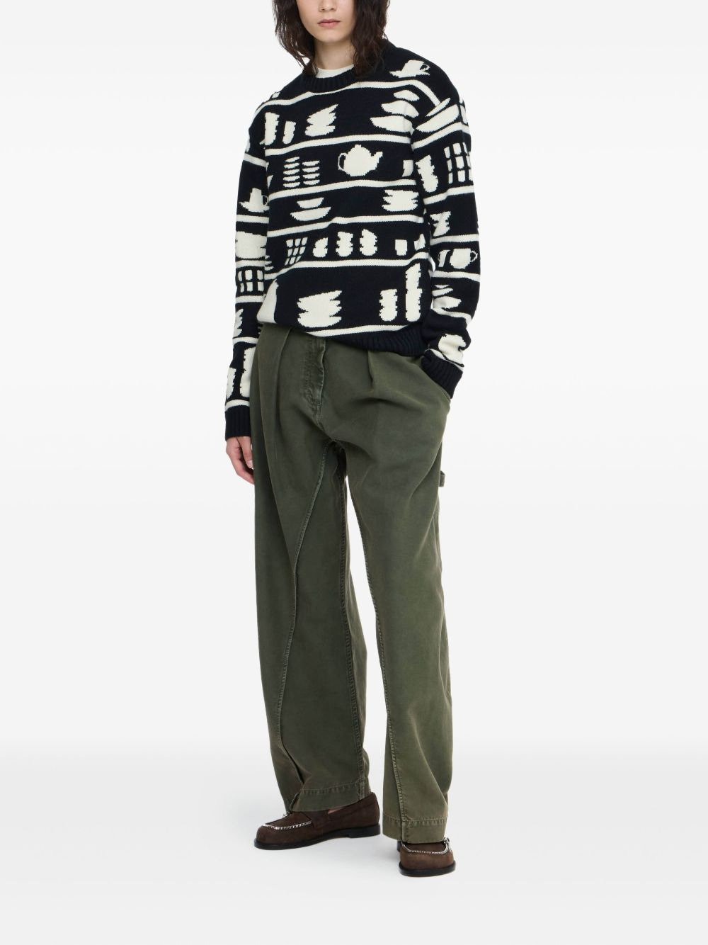 tableware-pattern crew-neck sweater - 2