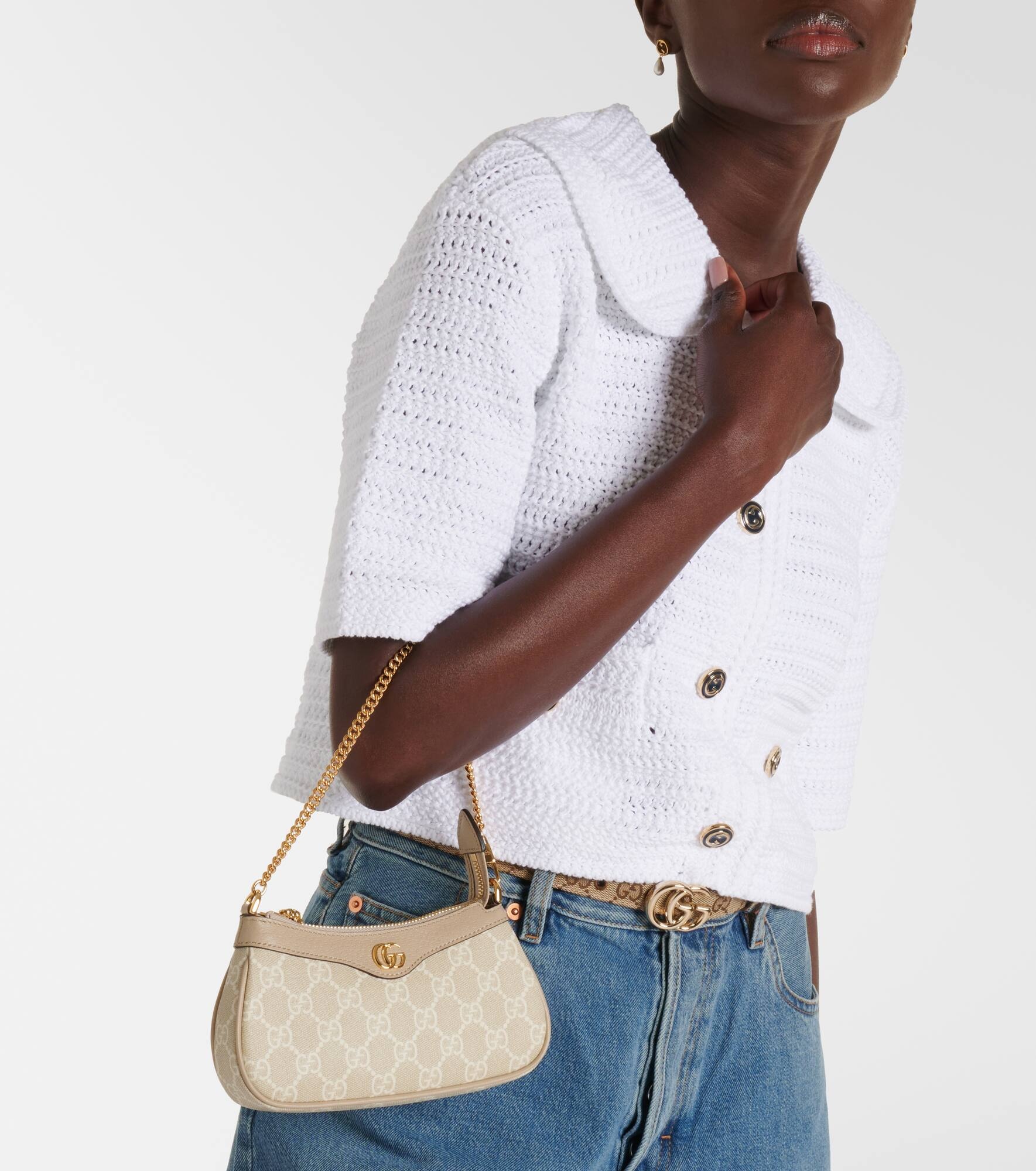 Ophidia Mini leather-trimmed shoulder bag - 2