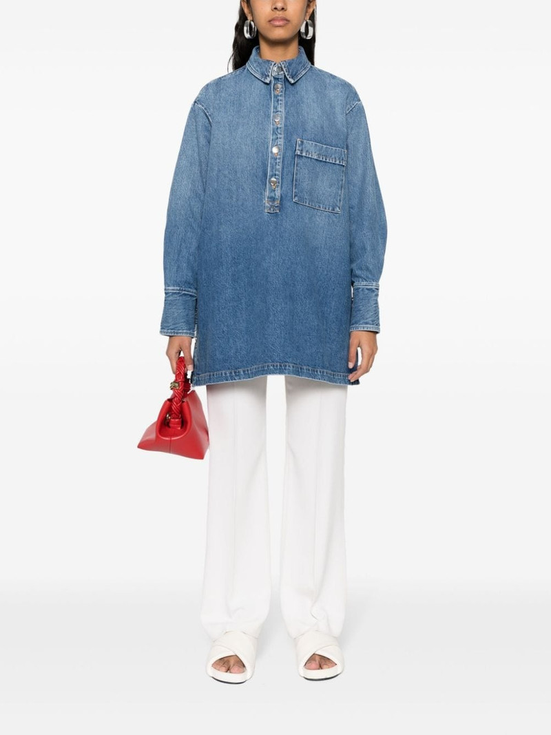 Plan C side-buttoned denim blouse outlook