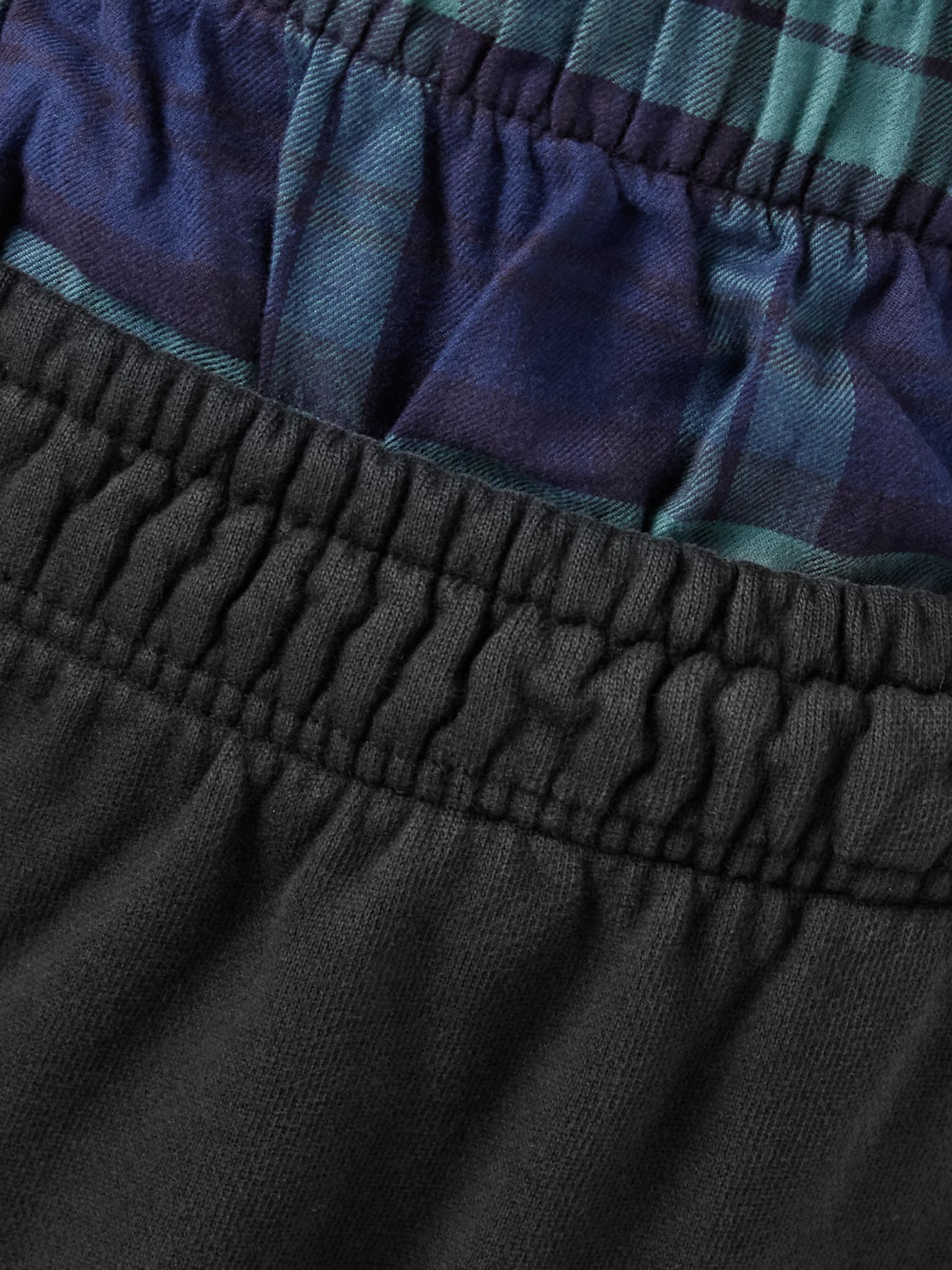 Layered organic cotton-jersey and checked flannel track pants Black - 5