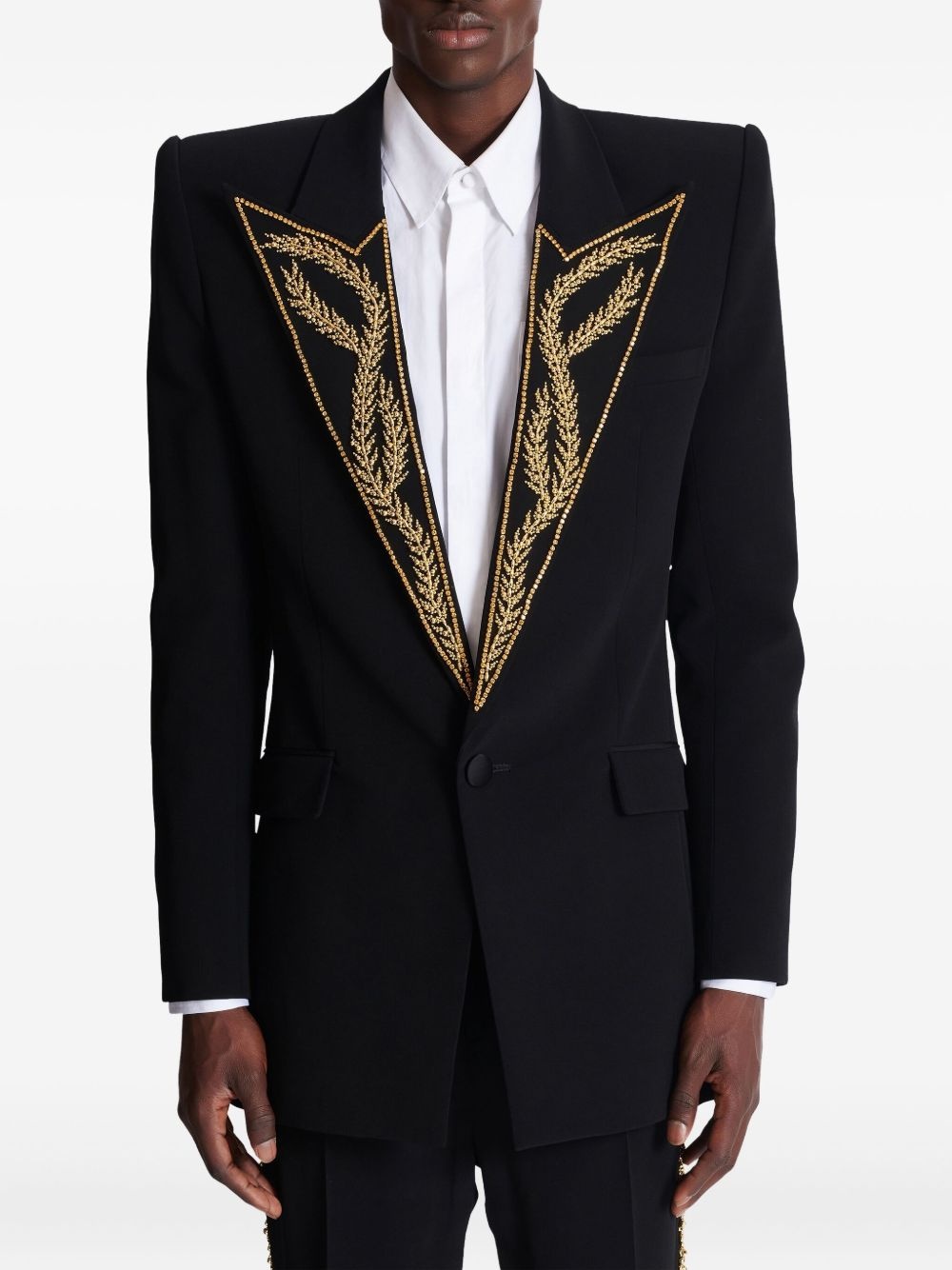 embroidered-collar blazer - 3