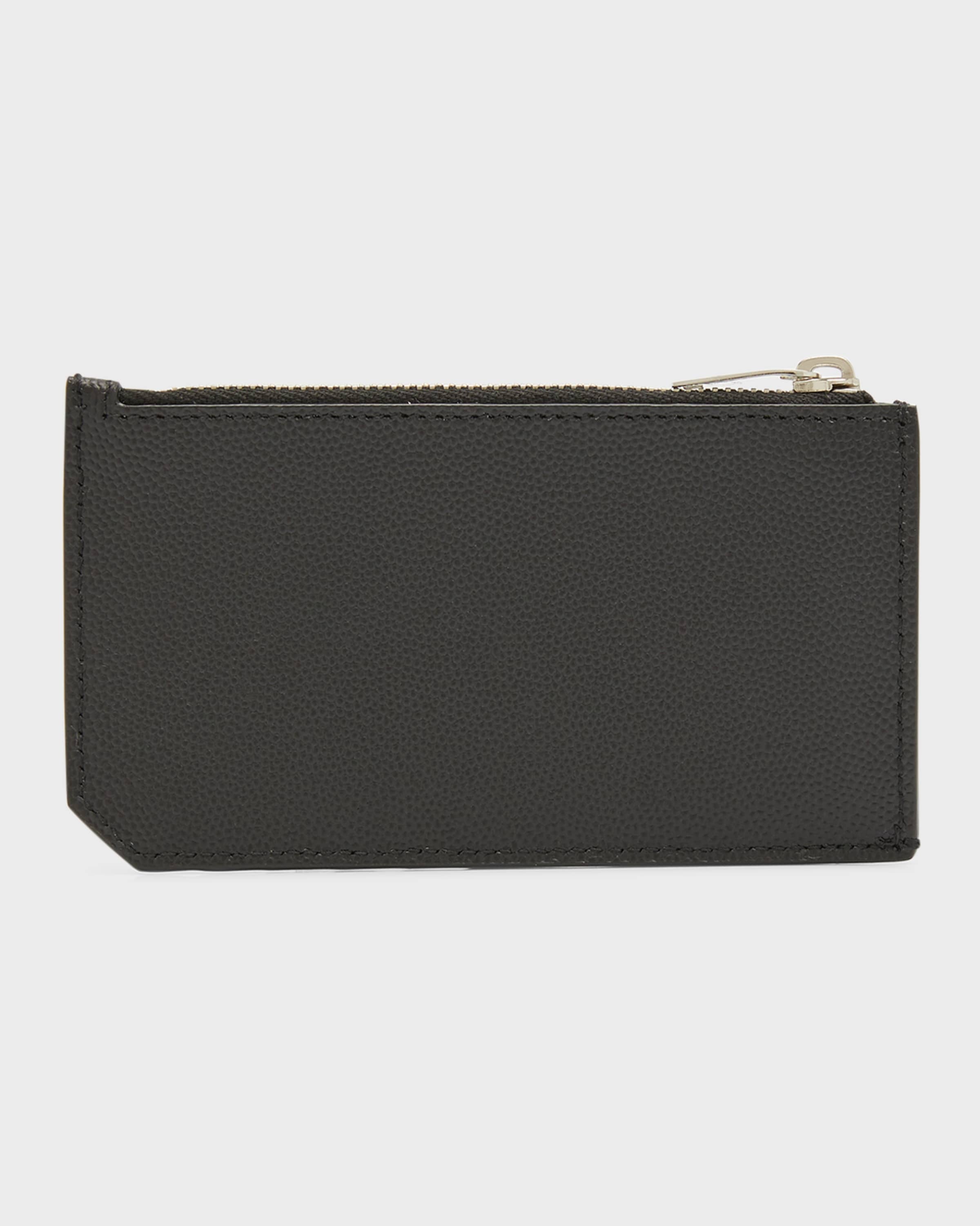 Men's Grain de Poudre Leather Zip Card Holder - 2