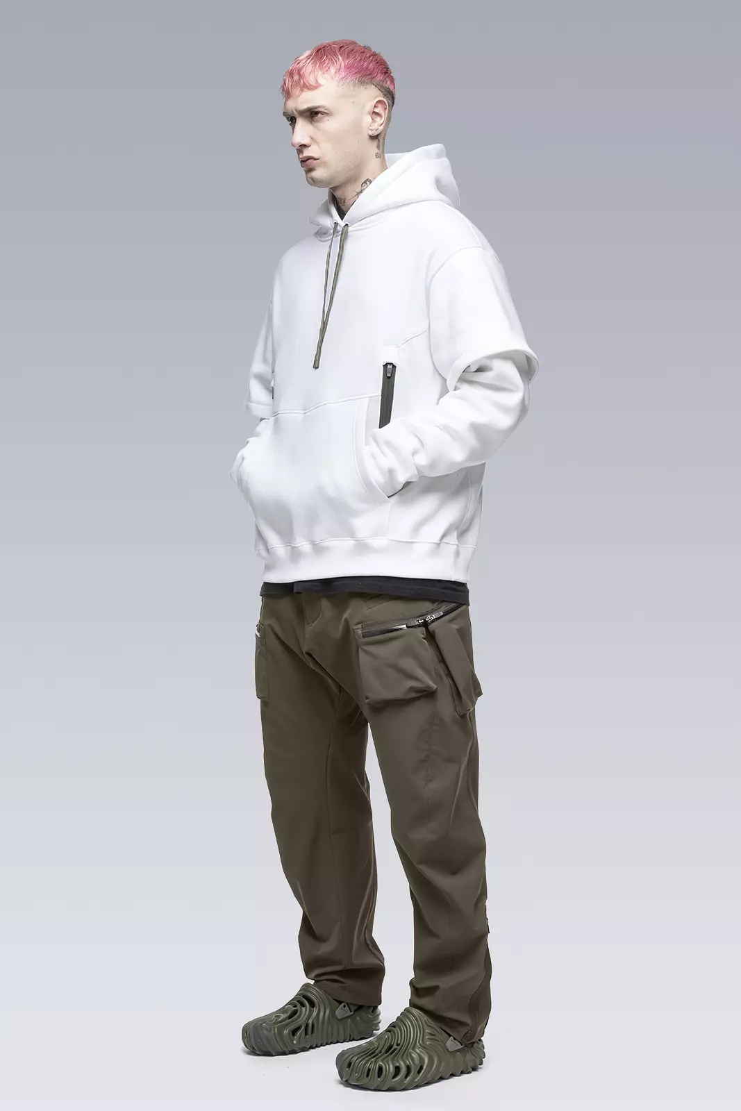 S34-PR Cotton Hooded Sweatshirt White - 1
