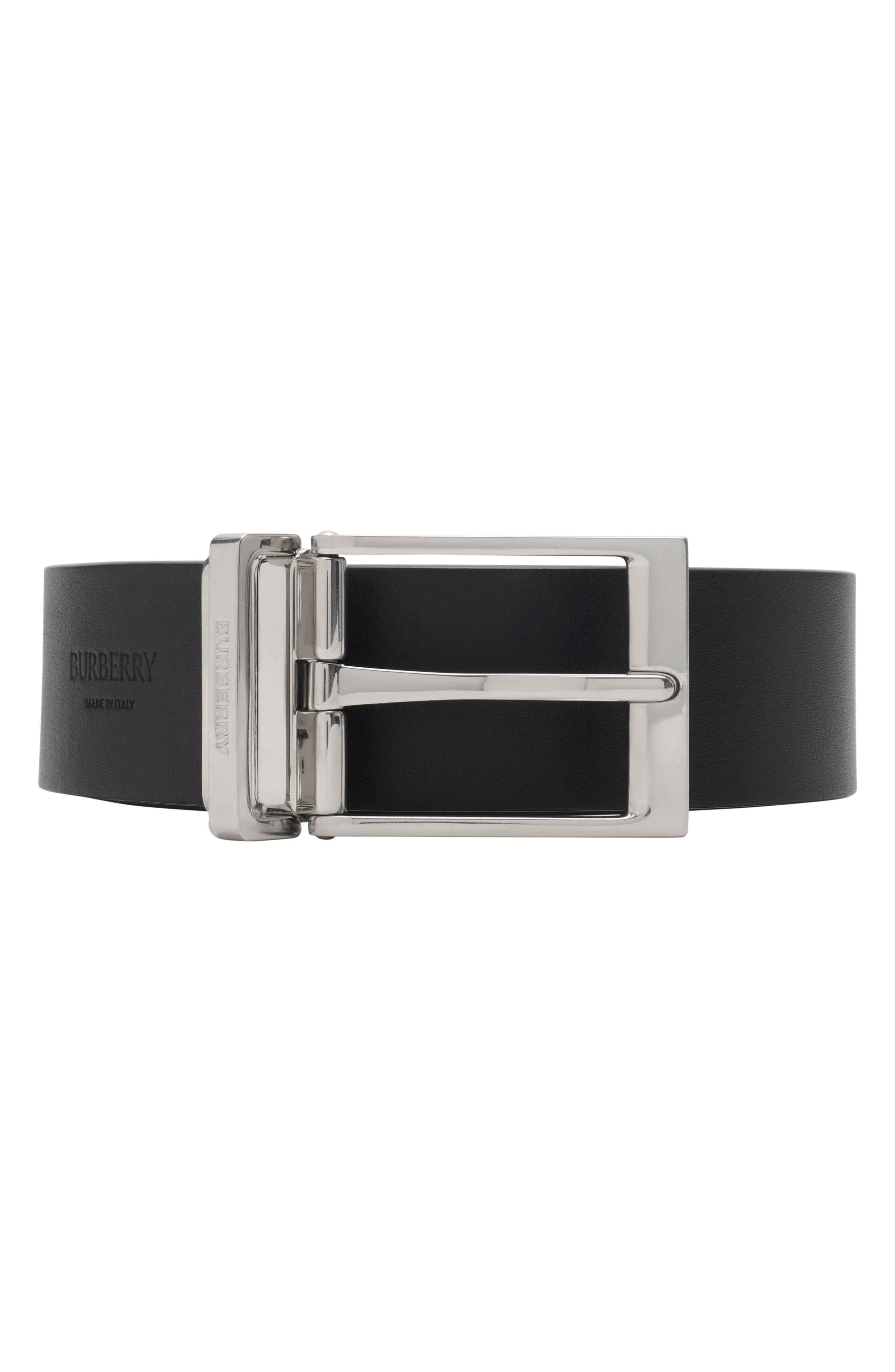 burberry Louis Reversible Check Belt in Navy Ip Chk/Black at Nordstrom - 2
