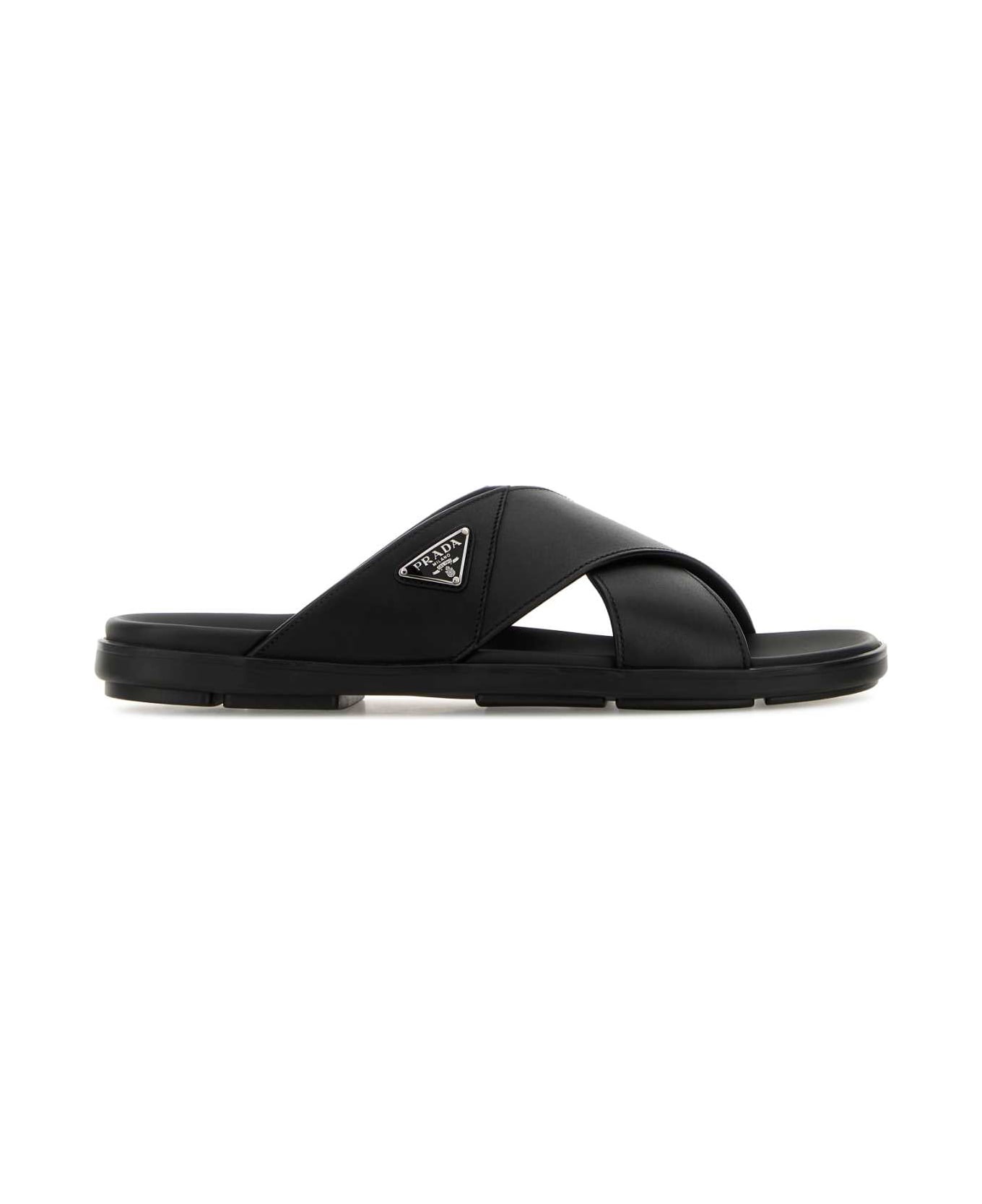 Black Leather Slippers - 1