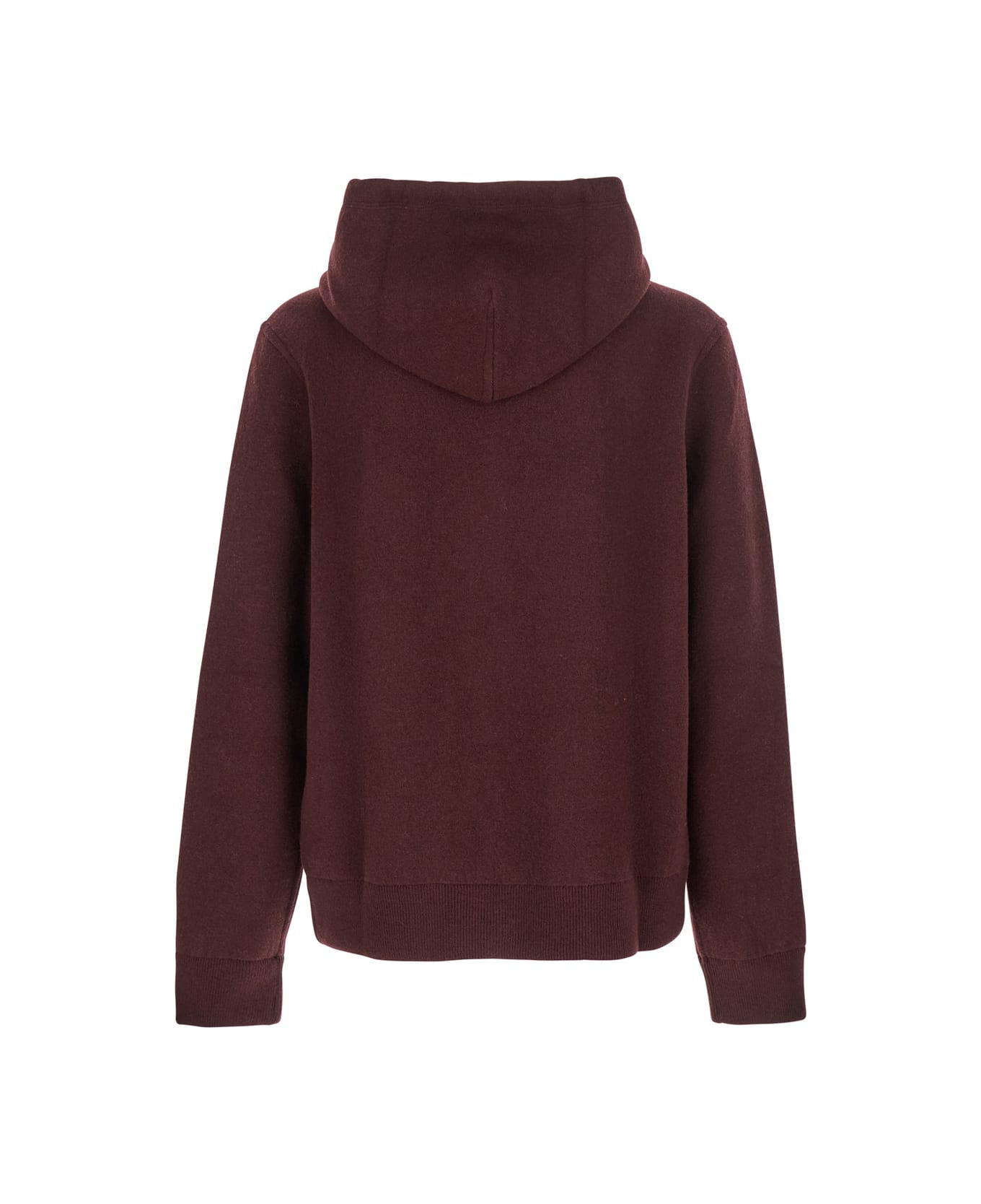 Bordeaux Reversible Cardigan With Drawstring Hood In Wool Man - 2