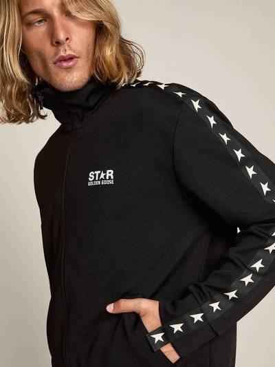 Golden Goose Men’s black zipped sweatshirt with white stars outlook
