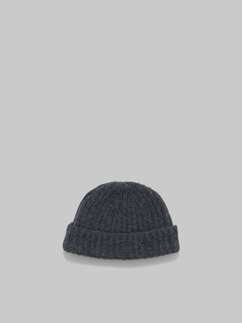 GREY SHETLAND WOOL BEANIE WITH MARNI MENDING - 3