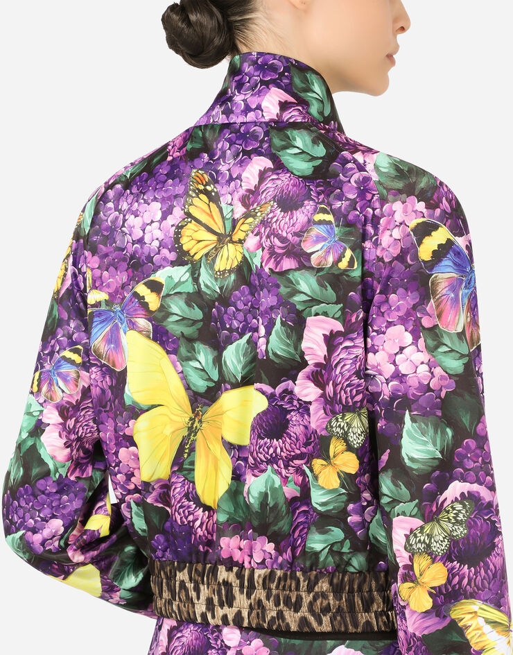 Cropped butterfly-print bomber jacket - 9