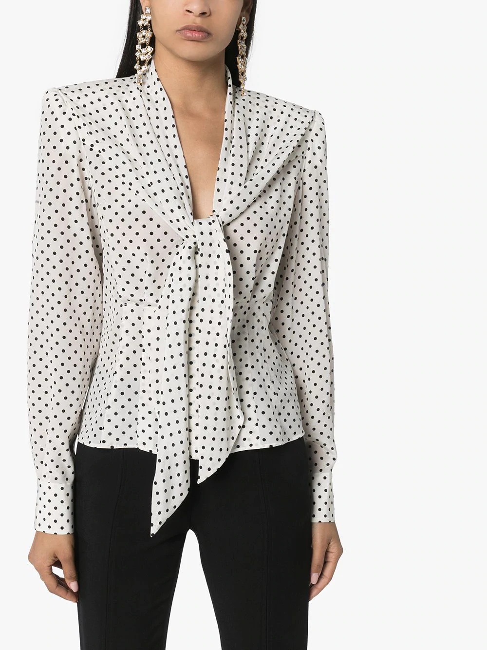 square-shoulder polka dot blouse - 3