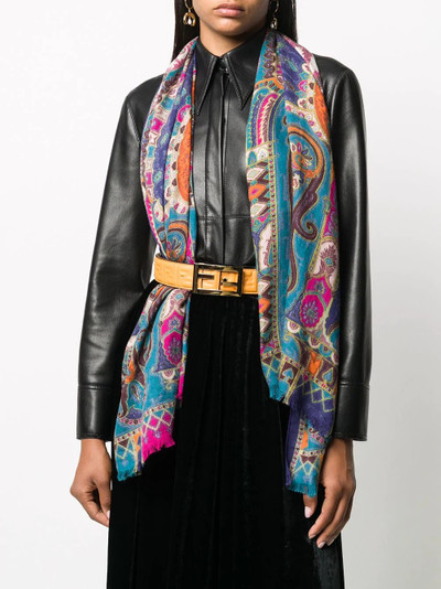 Etro paisley-print frayed scarf outlook