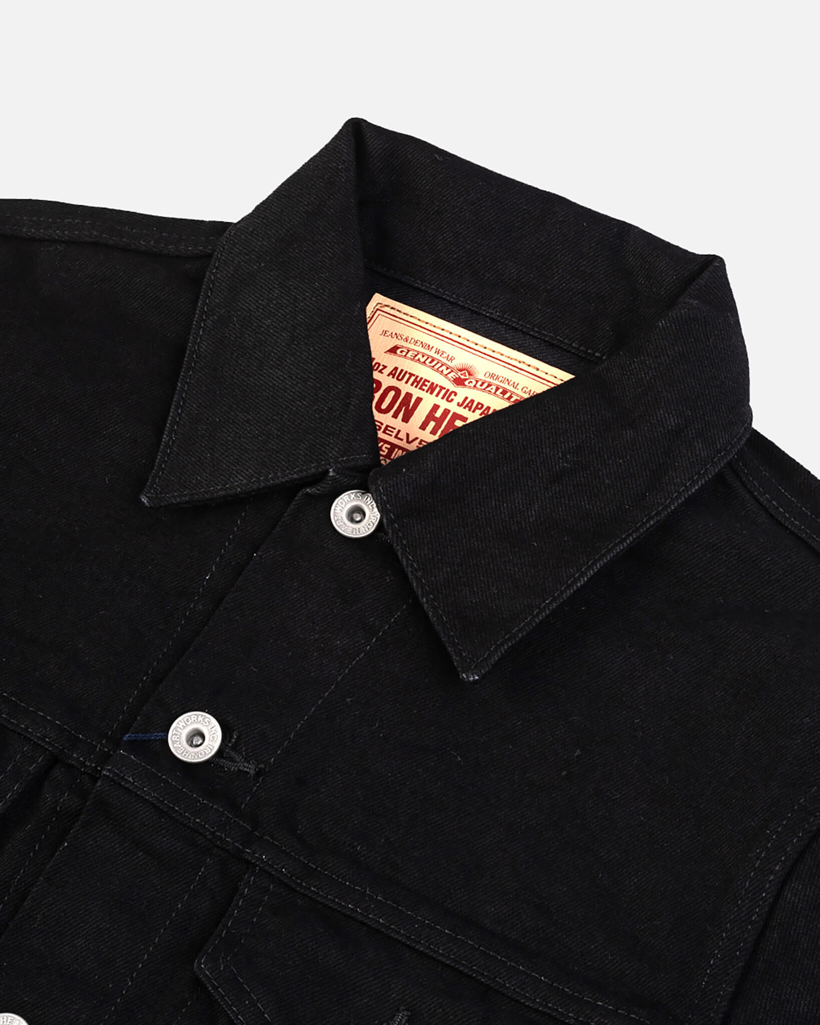 IHJ-86-BLK 14oz Selvedge Denim Modified Type III Jacket -  Black/Black - 6