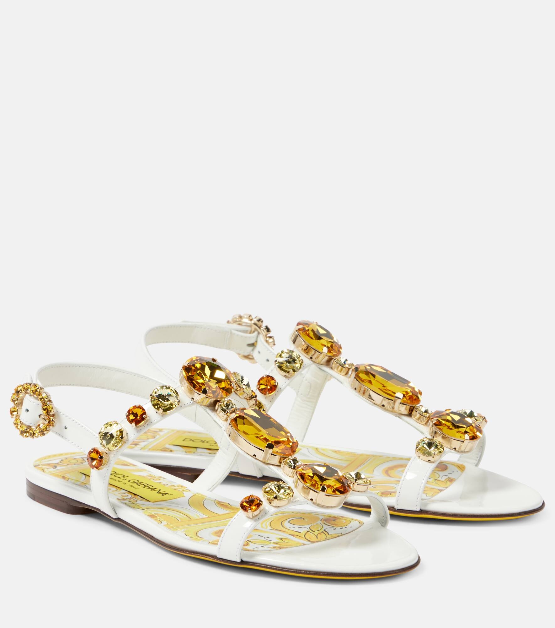 Majolica embellished patent leather sandals - 1