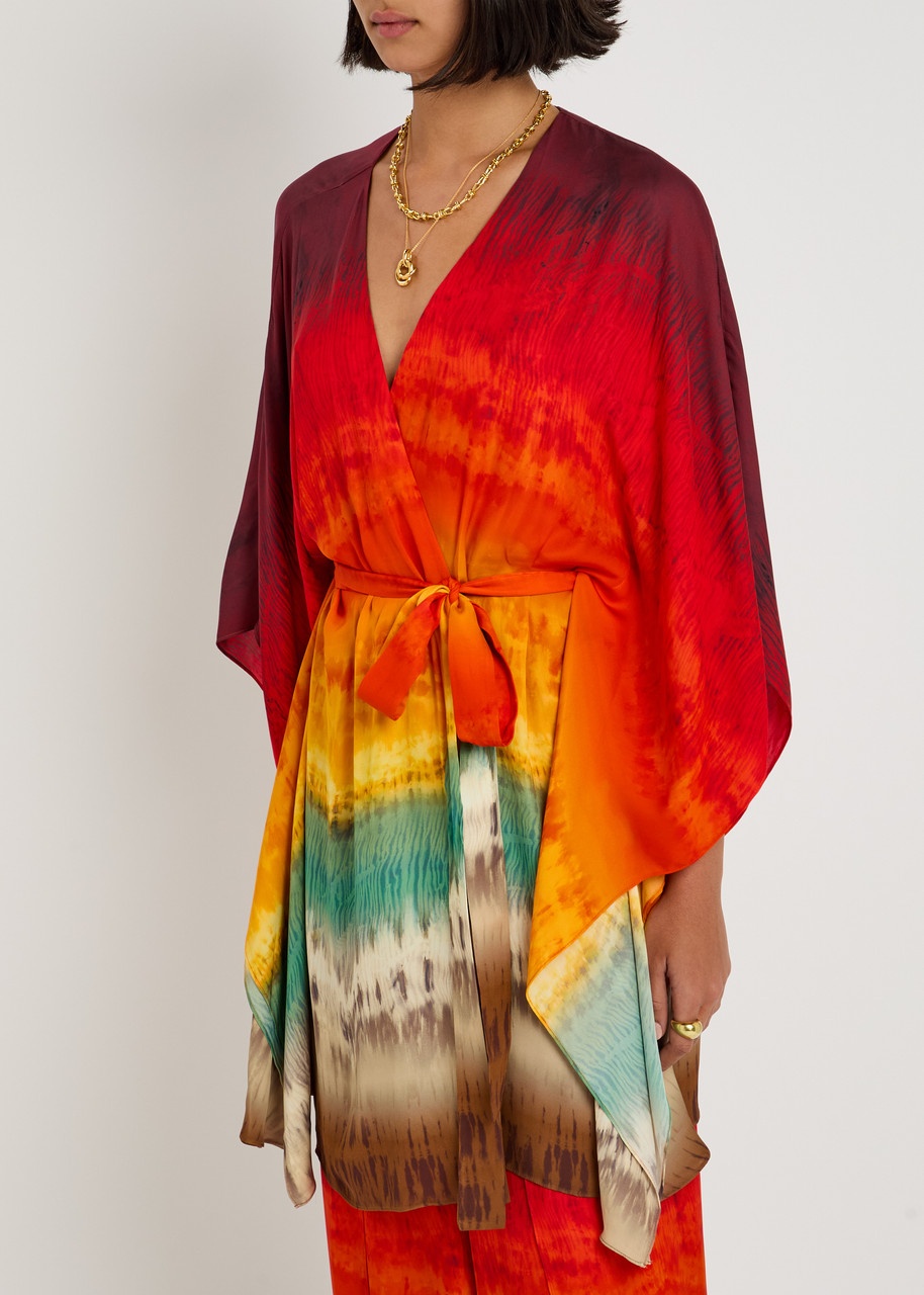 Alice + Olivia Marva Printed Satin Mini Kaftan - 2