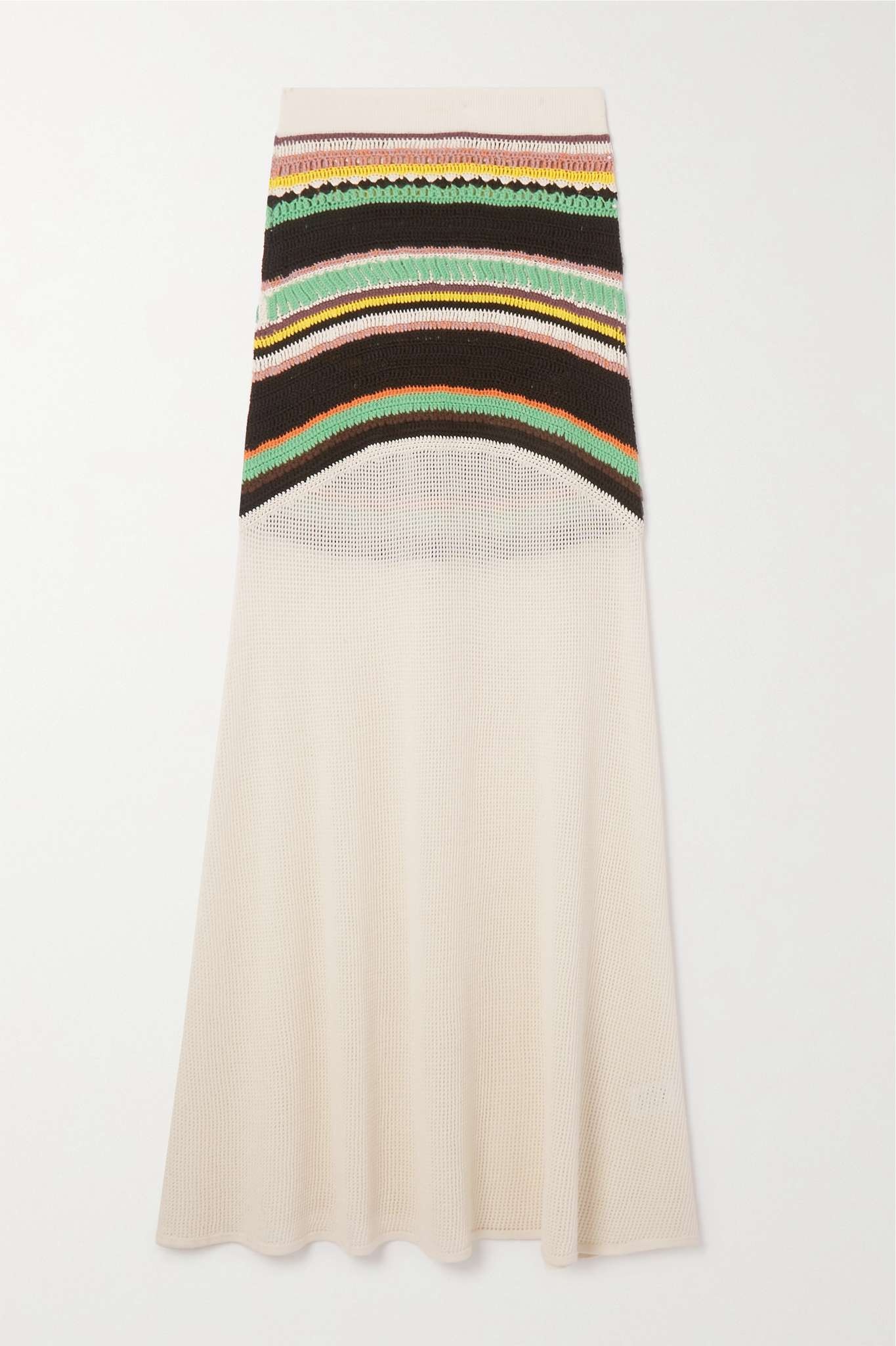 Striped crocheted wool-blend maxi skirt - 1