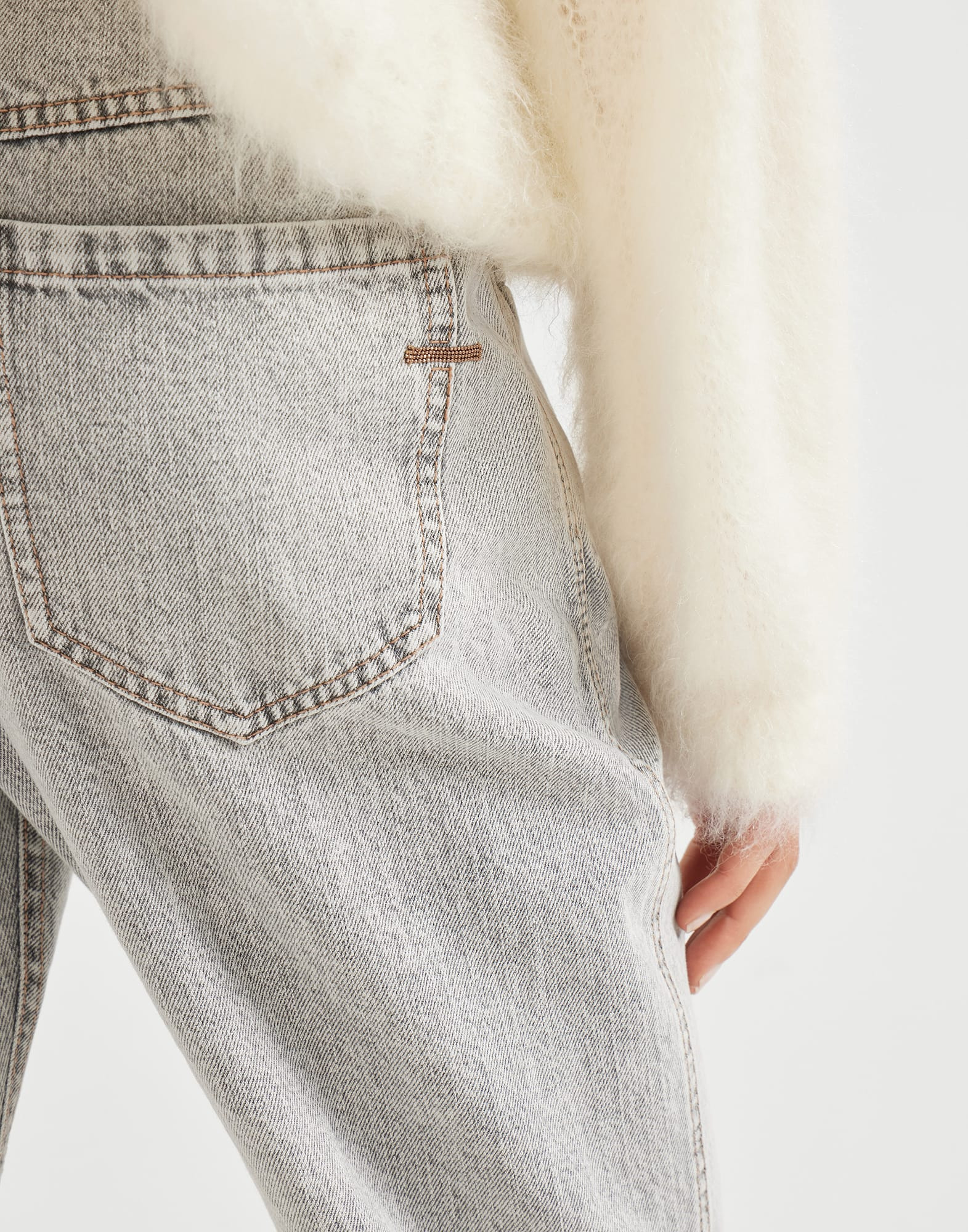 Authentic denim straight trousers with shiny bartack - 3