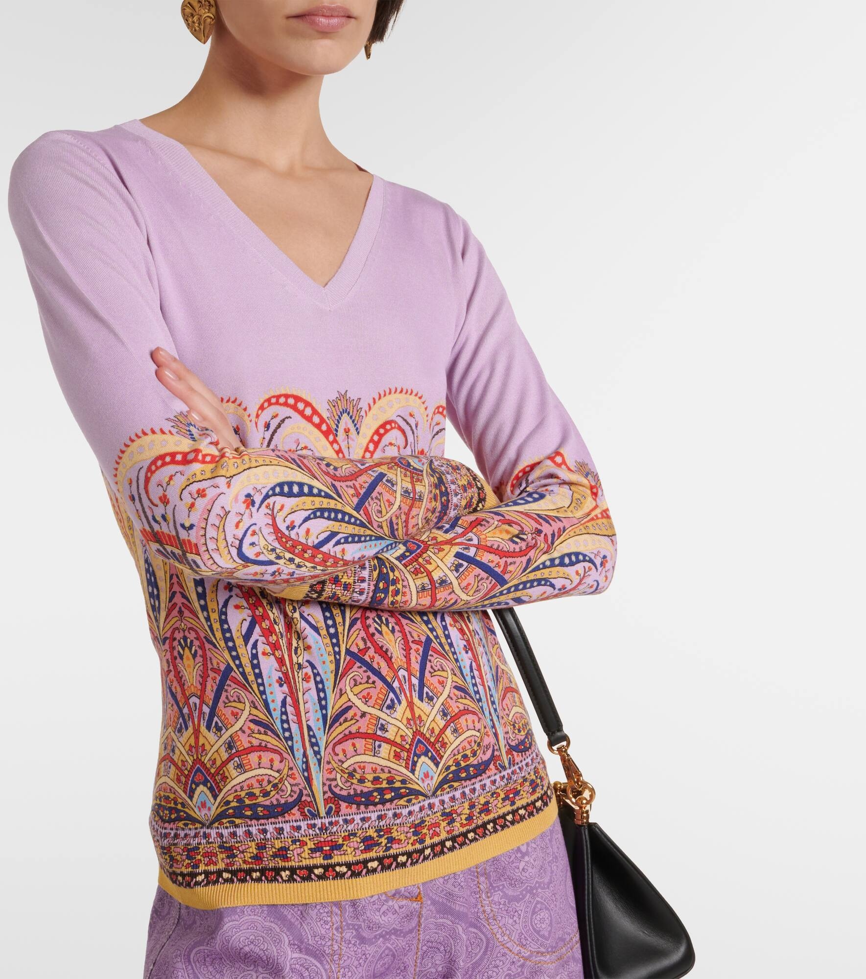 Printed silk-blend sweater - 5