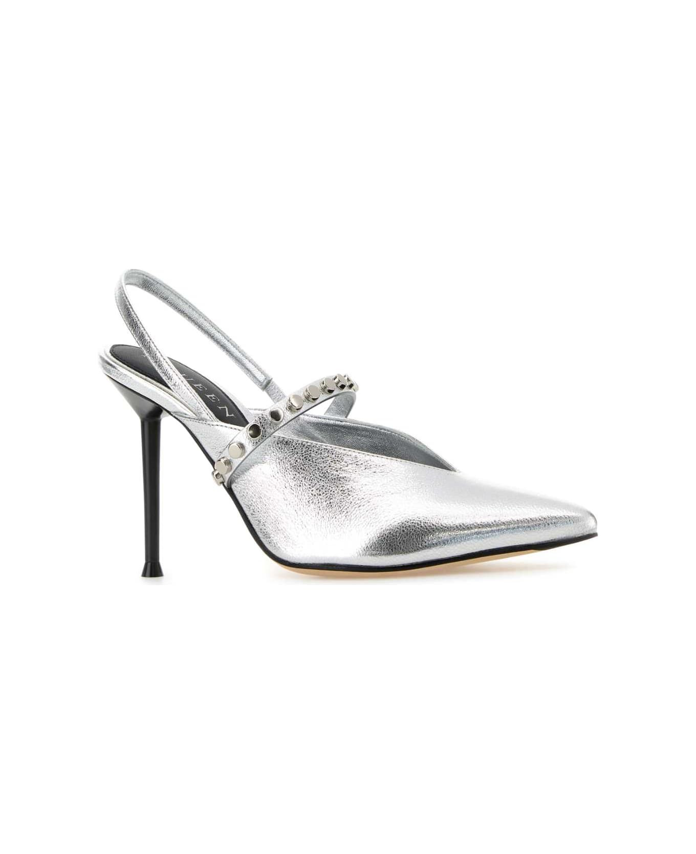 Silver Leather Revel Pumps - 2