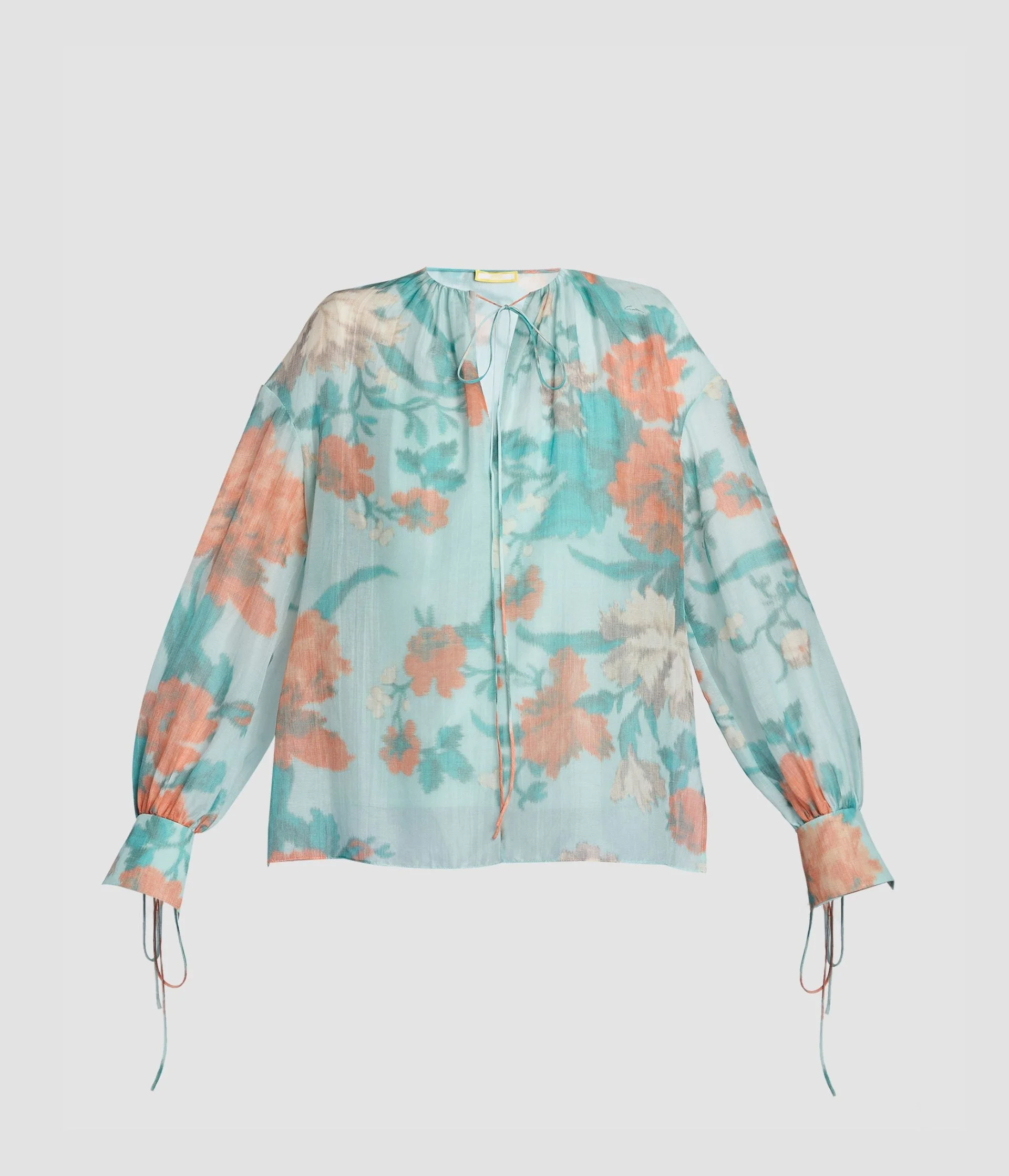 COTTON SILK VOILE LONG SLEEVE BLOUSE - 1